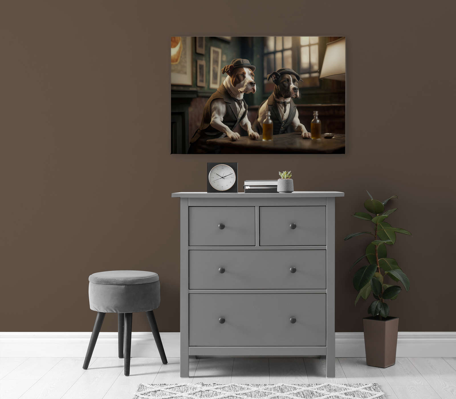 KI-Leinwandbild »Doggy Bar 2« – 90 cm x 60 cm