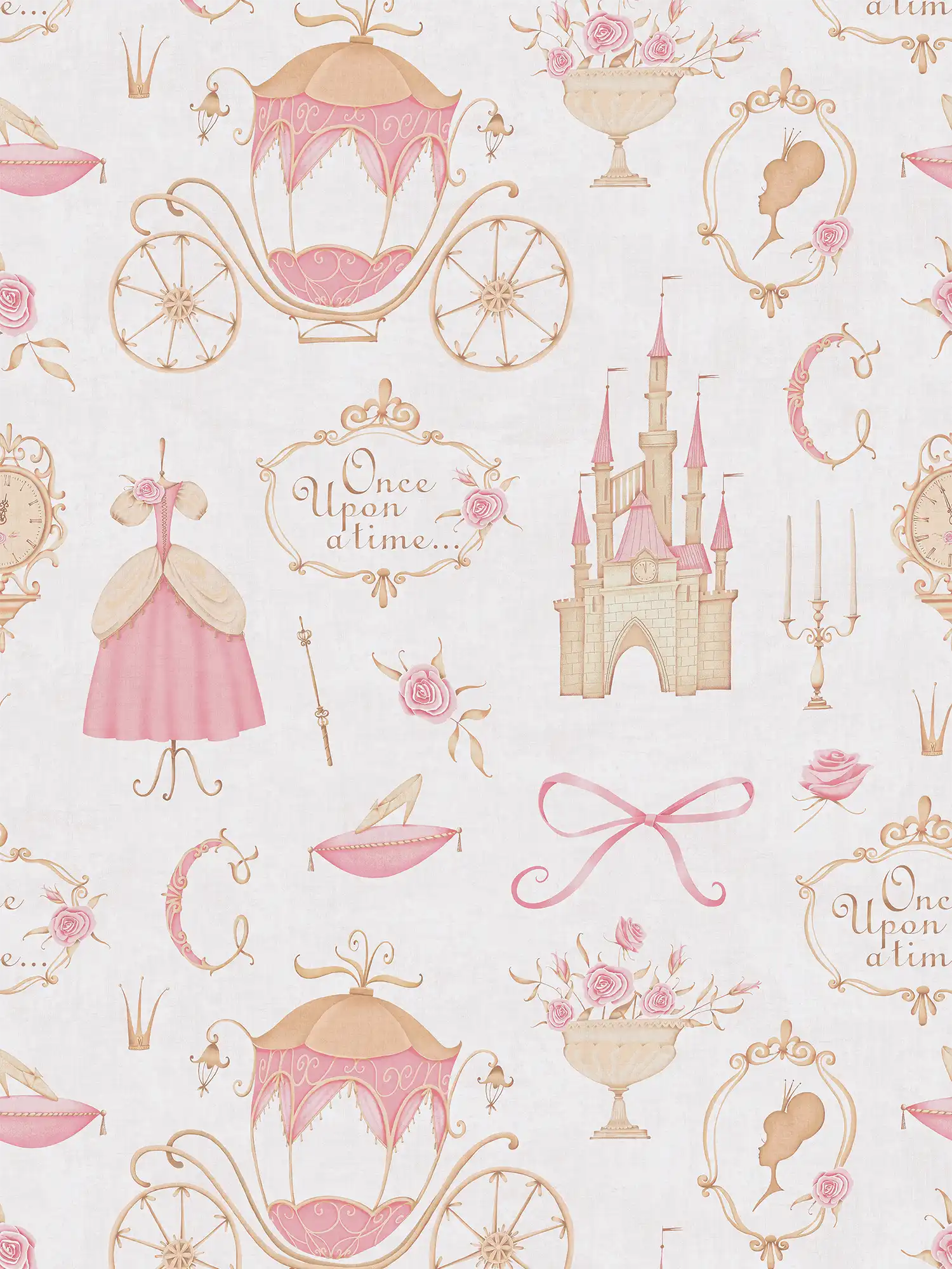             Kinderzimmer Vliestapete 'Once Upon a Time' - verspieltes Märchenmotiv für kleine Prinzessinnen – Beige, Creme, Rosa
        
