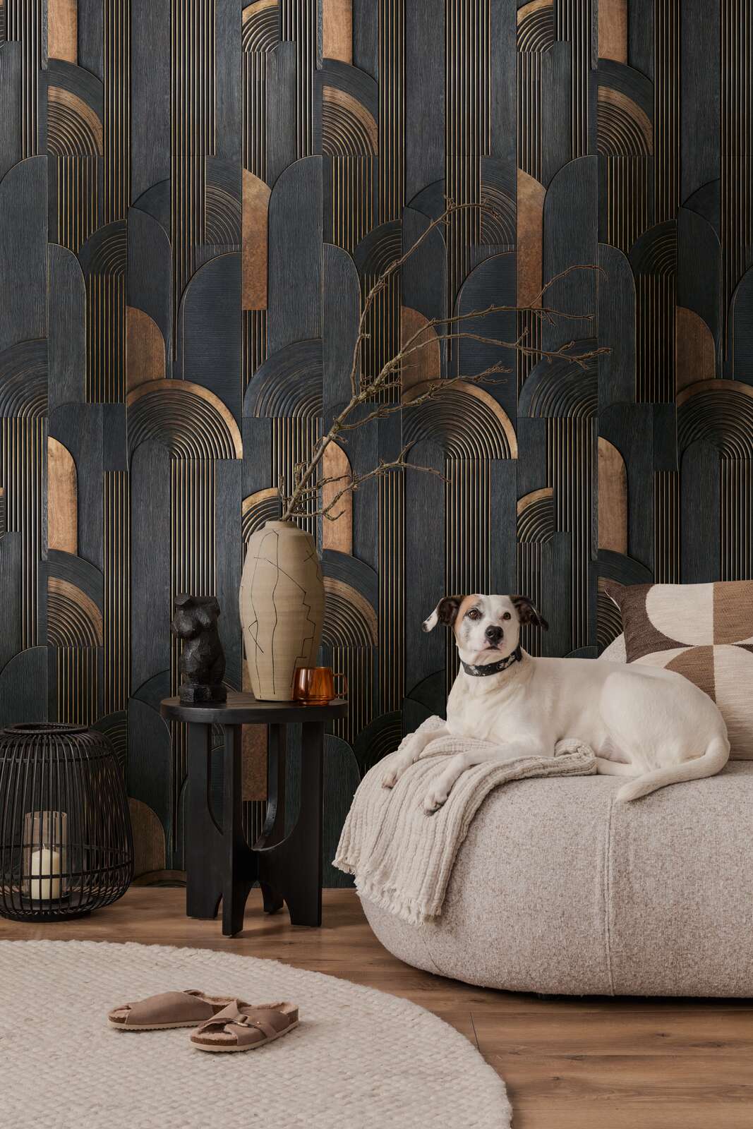 wohnzimmer, hund, deko, vase, tier