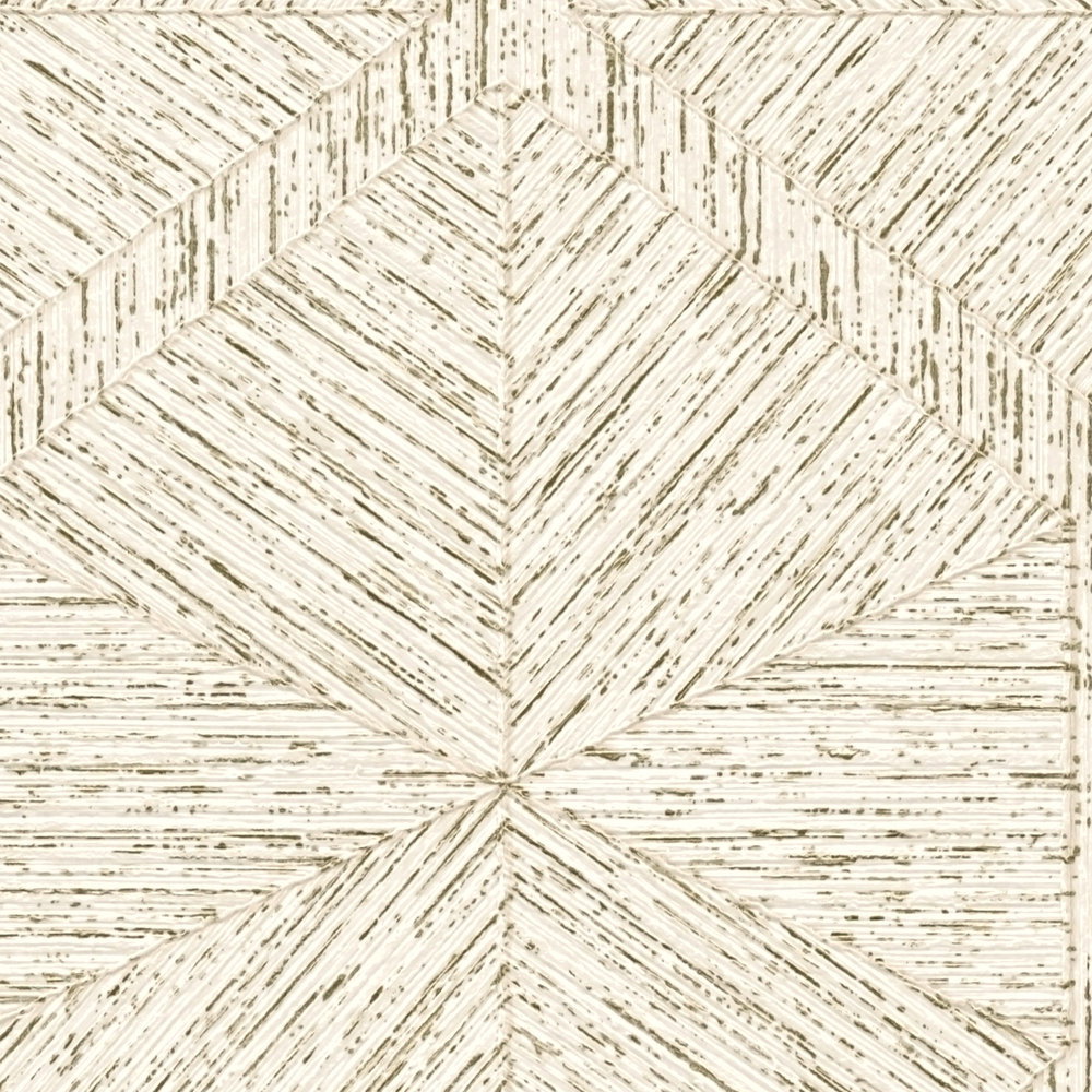 Grafikmuster Tapete mit Holzoptik Design – Beige, Metallic