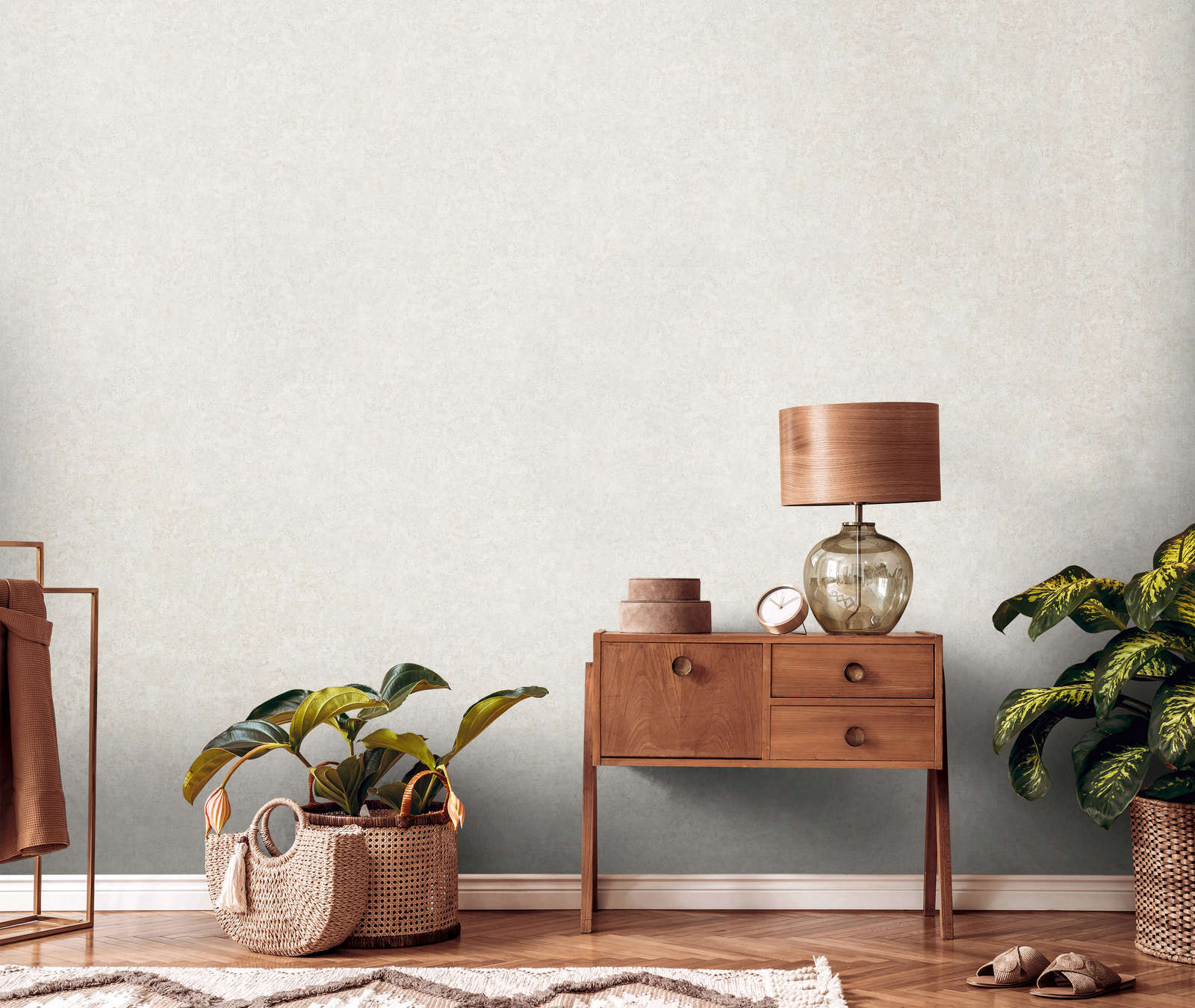             Vliestapete mit Metallic-Effekt & Used-Look – Creme, Grau
        