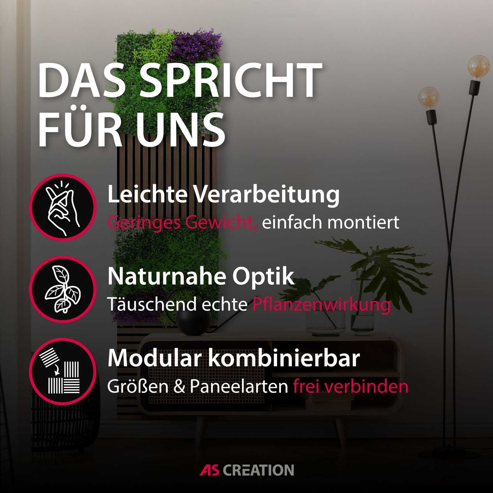 regelmäßige Dekoration, Pflanzenarrangement, modernes Wohnzimmer, Grünpflanzen, Vase/Topf