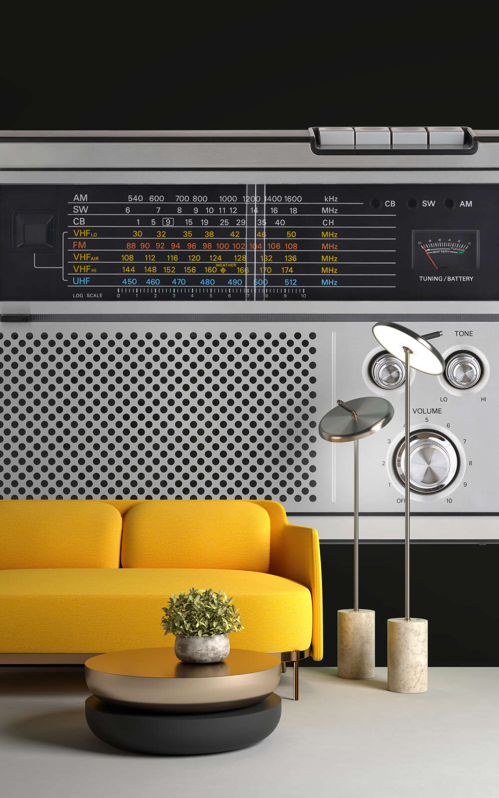 alter Radio, Retro-Radio, AM/FM-Tuner, Vintage Audio, Lautsprecher-Gitter