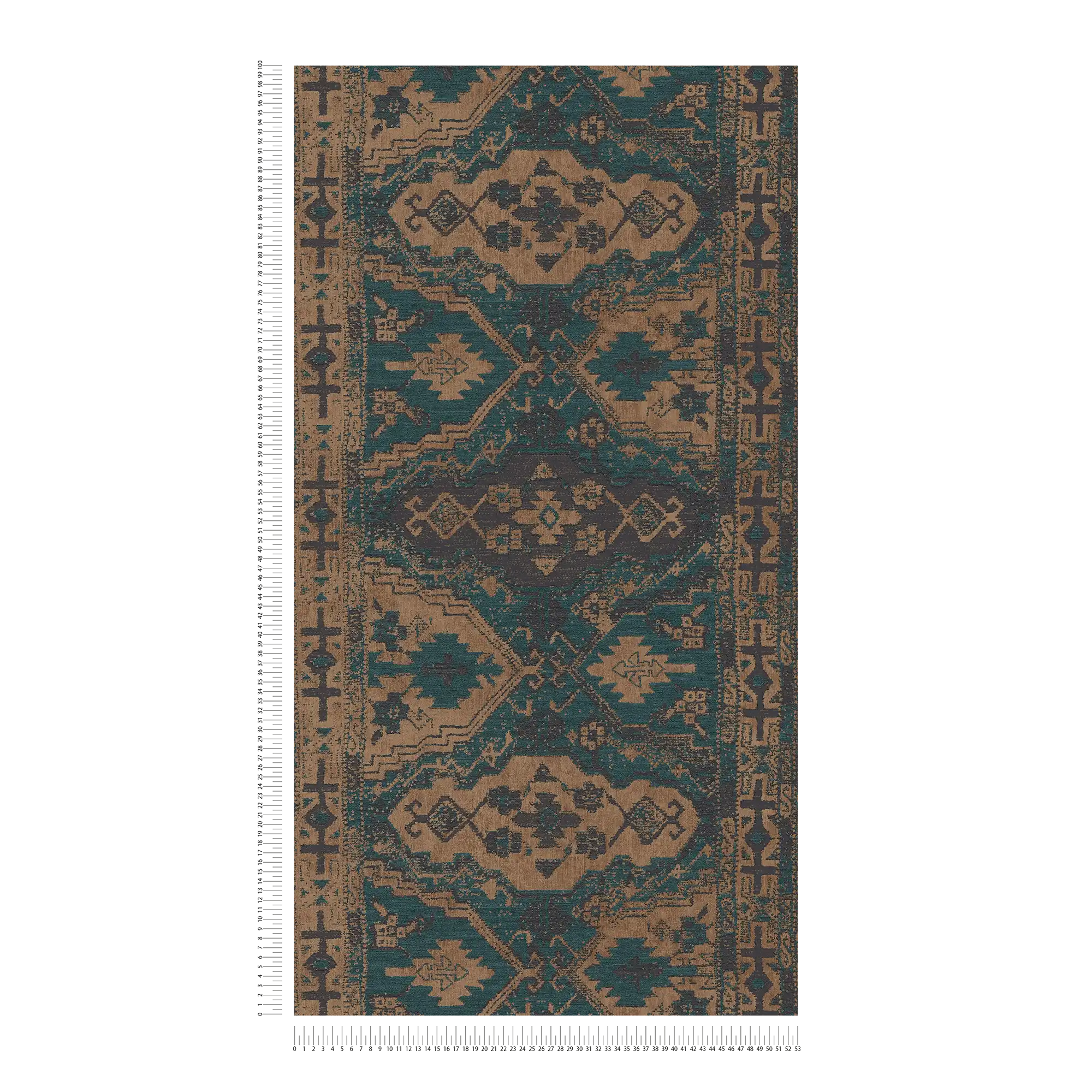             Papier peint intissé éléments de design orientaux - bleu, vert, noir
        