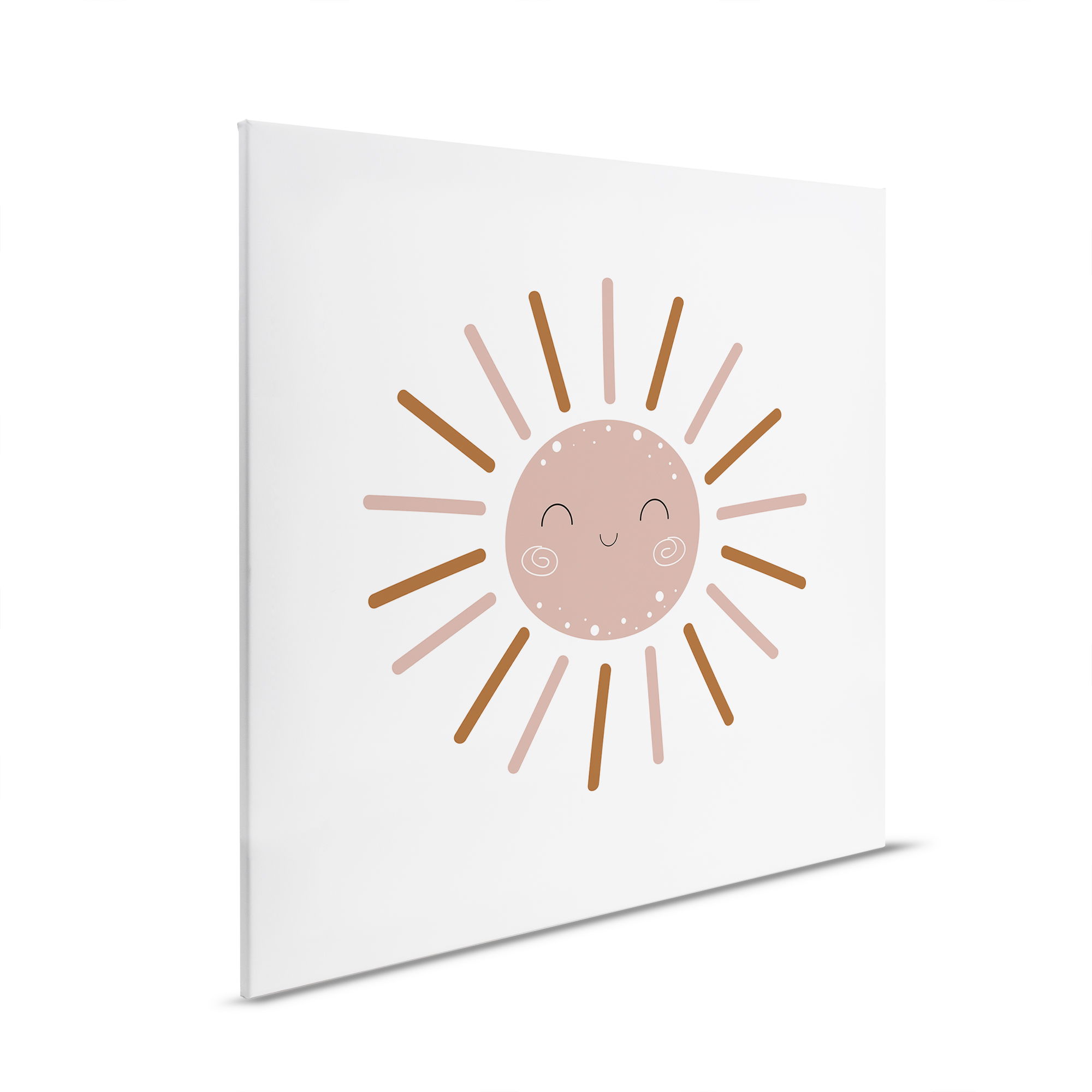         Kinderkamer canvas foto stralende glimlach - speels zon ontwerp - 30 x 30 cm - wit, bruin
    