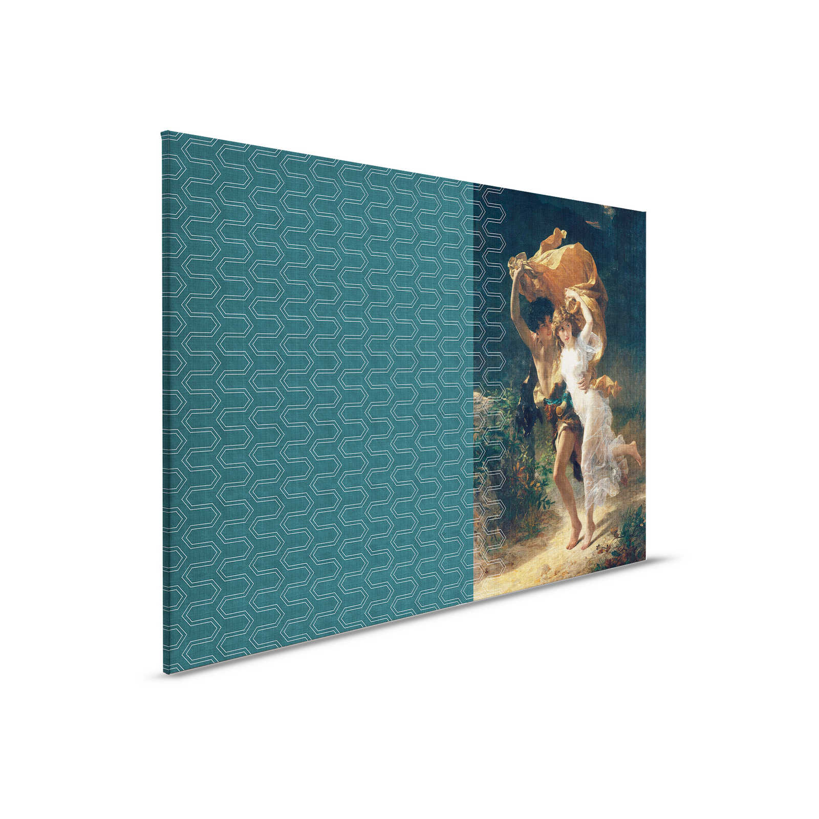         Cortina 3 - Leinwandbild Dunkelgrün Grafik Muster & Klassik Kunst – 0,90 m x 0,60 m
    