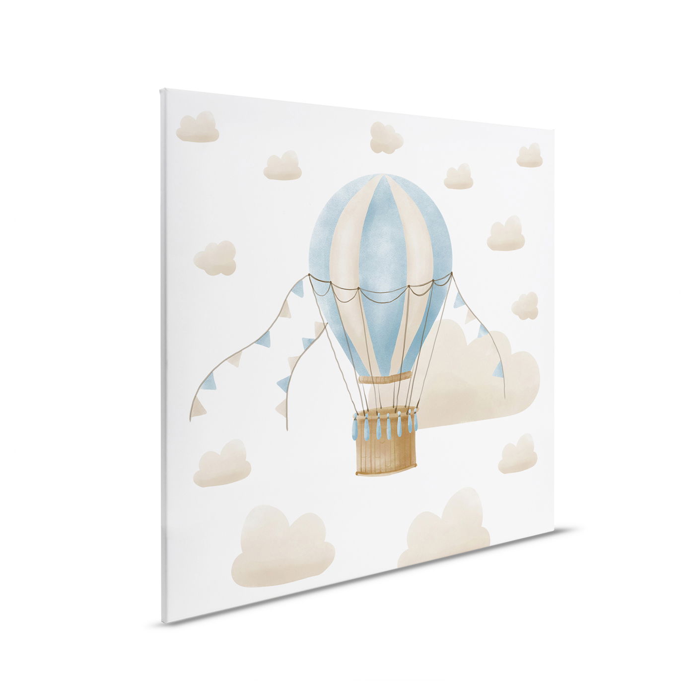         Leinwandbild Blauer Heißluftballon in den Wolken - Traumhafte Wanddekoration für Kinderzimmer – 30 x 30 cm - Beige, Blau
    