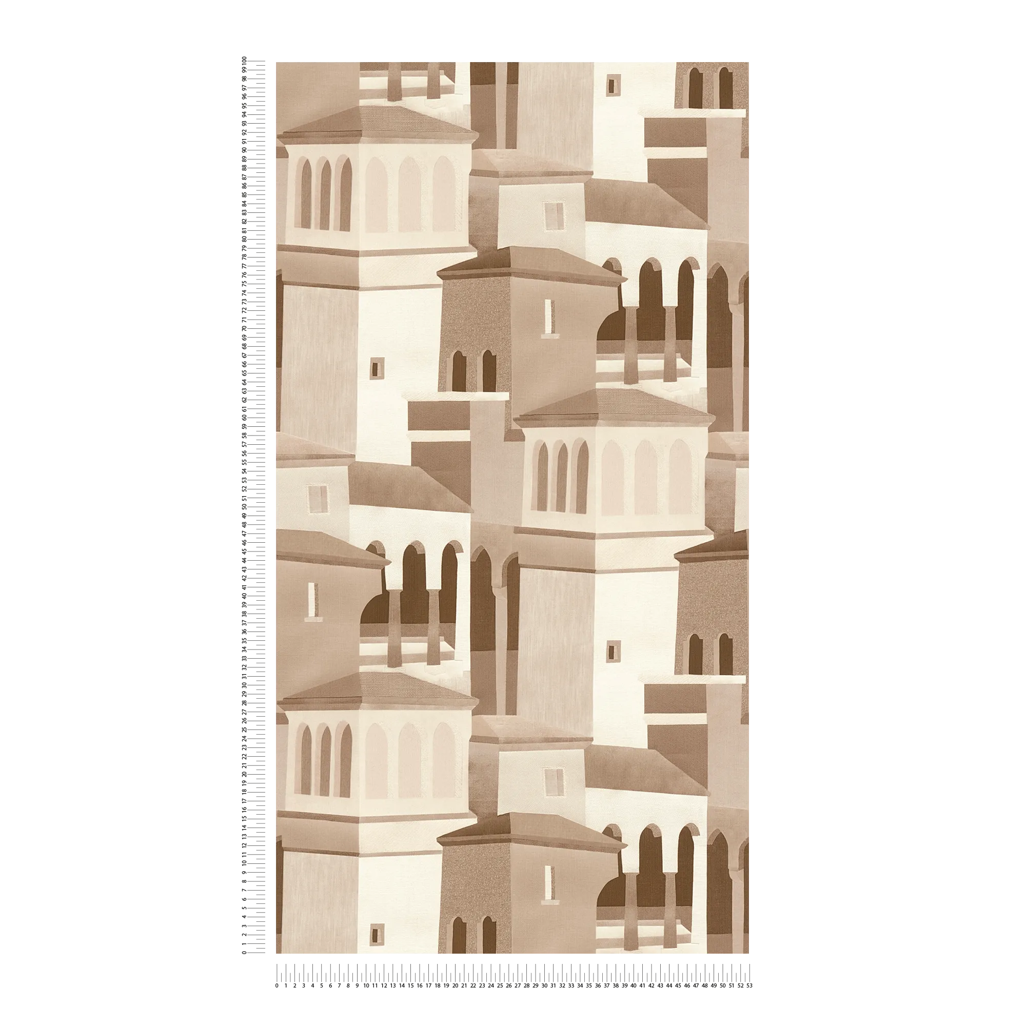             Non-woven wallpaper with Mediterranean architecture motif matt and fine design - brown, beige, white
        