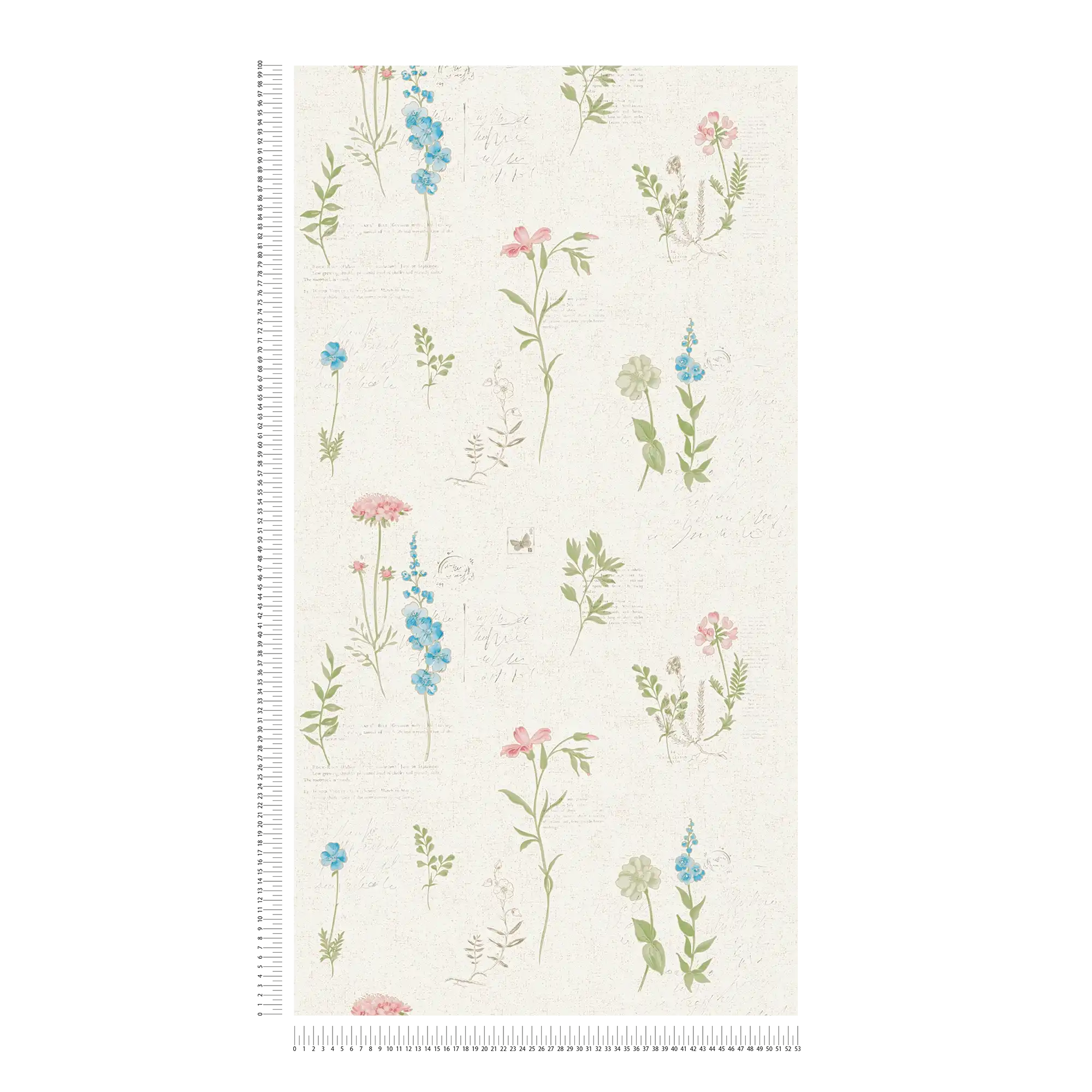             Landhaus Tapete mit Blumenmuster und Used Look – Creme
        