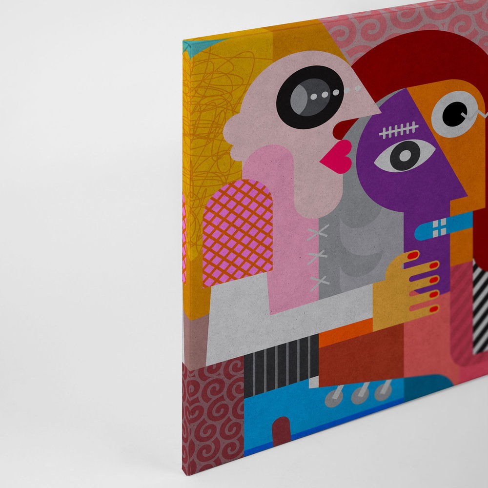             Couples 1 - Leinwandbild in Beton Struktur Pop Art Kunst-Collage – 0,90 m x 0,60 m
        