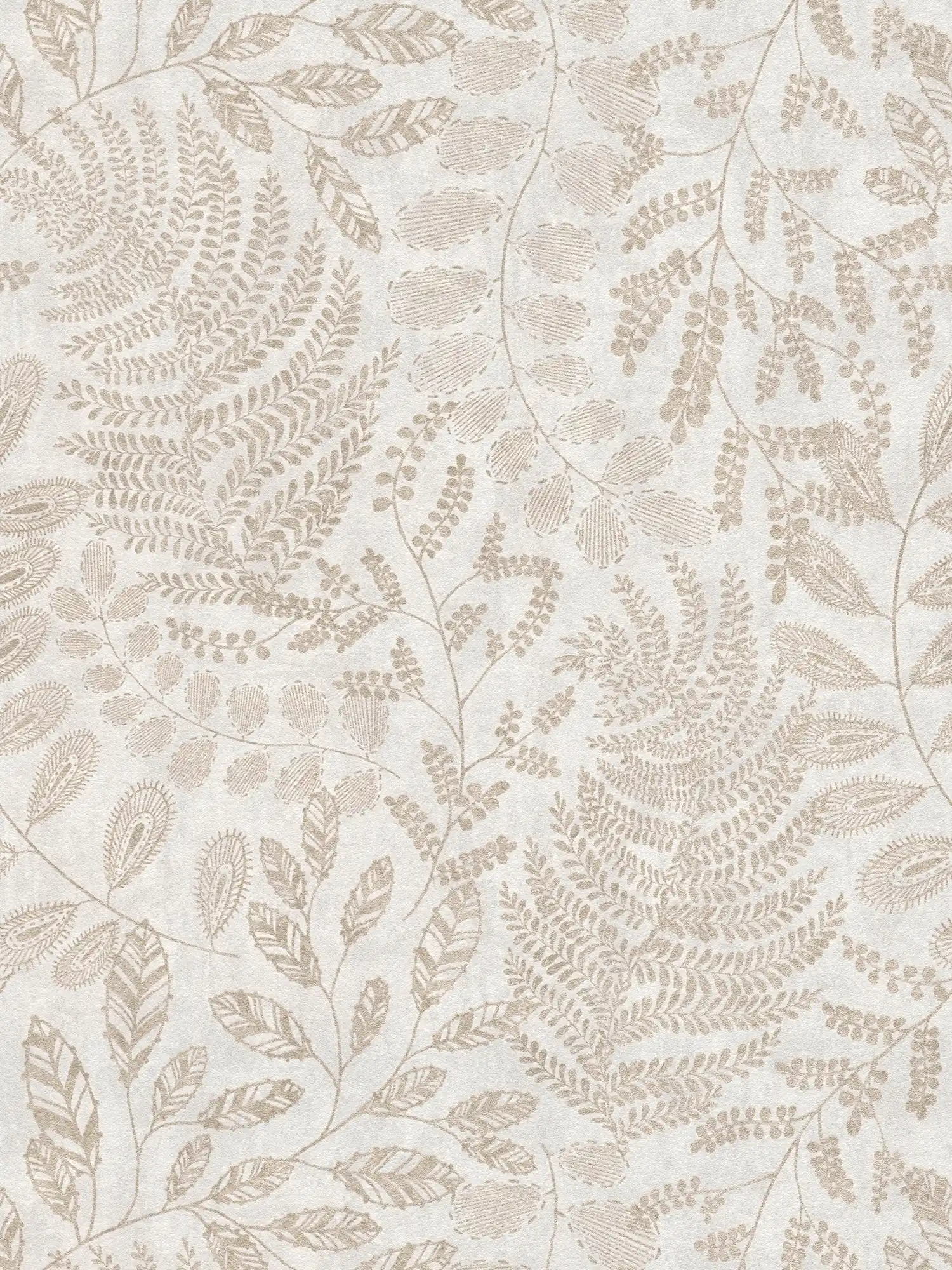         Tapete Blätter Design im Boho Stil – Beige, Metallic
    