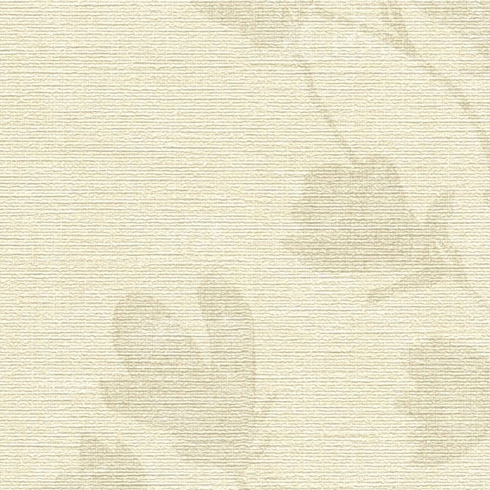             Mustertapete mit Blättern im Landhaus Stil – Creme, Beige
        