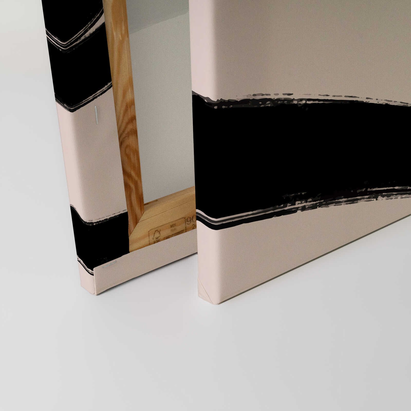             Minimalistische Kreise und Linien - Leinwandbild für zeitlose Eleganz – 30 x 45 cm - Creme, Schwarz
        