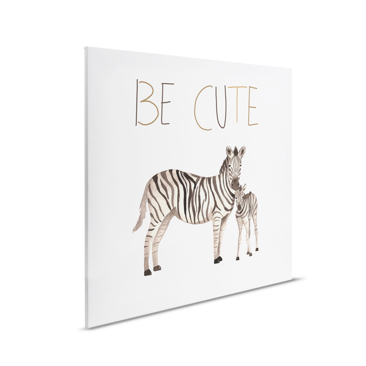         Kinderzimmer Leinwandbild Be Cute Zebras - Verspieltes Tierdesign mit inspirierendem Schriftzug – 30 x 30 cm - Beige, Grau
    