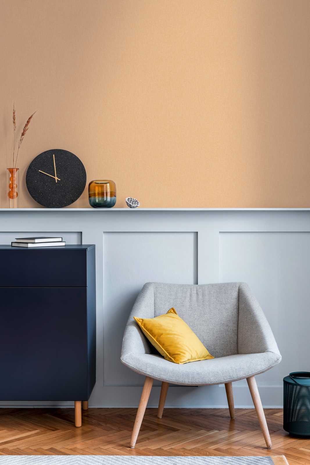             Tapete Pastell Orange mit Leinenoptik & Struktureffekt – Orange
        