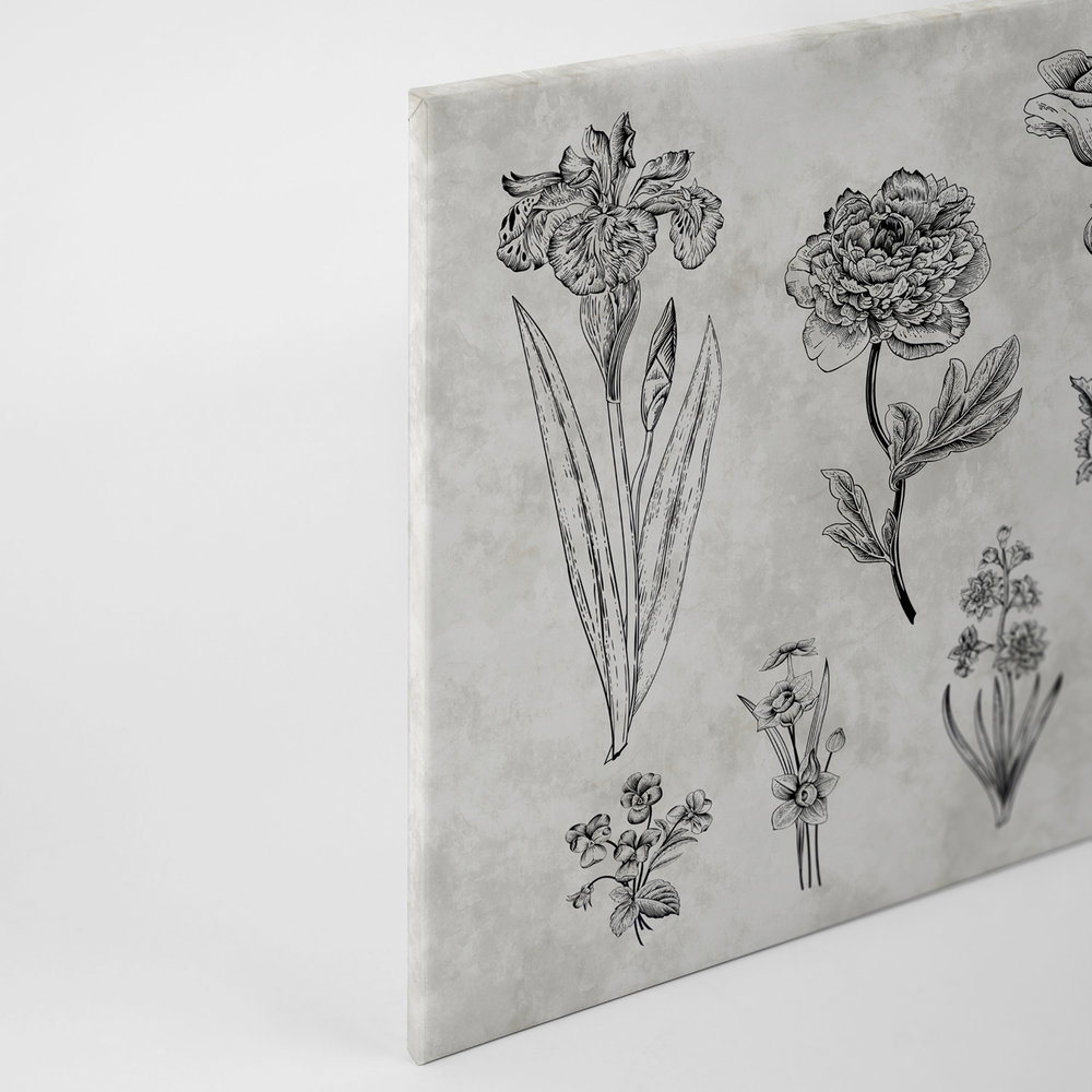             Leinwandbild Blumen im Zeichenstil – 0,90 m x 0,60 m
        