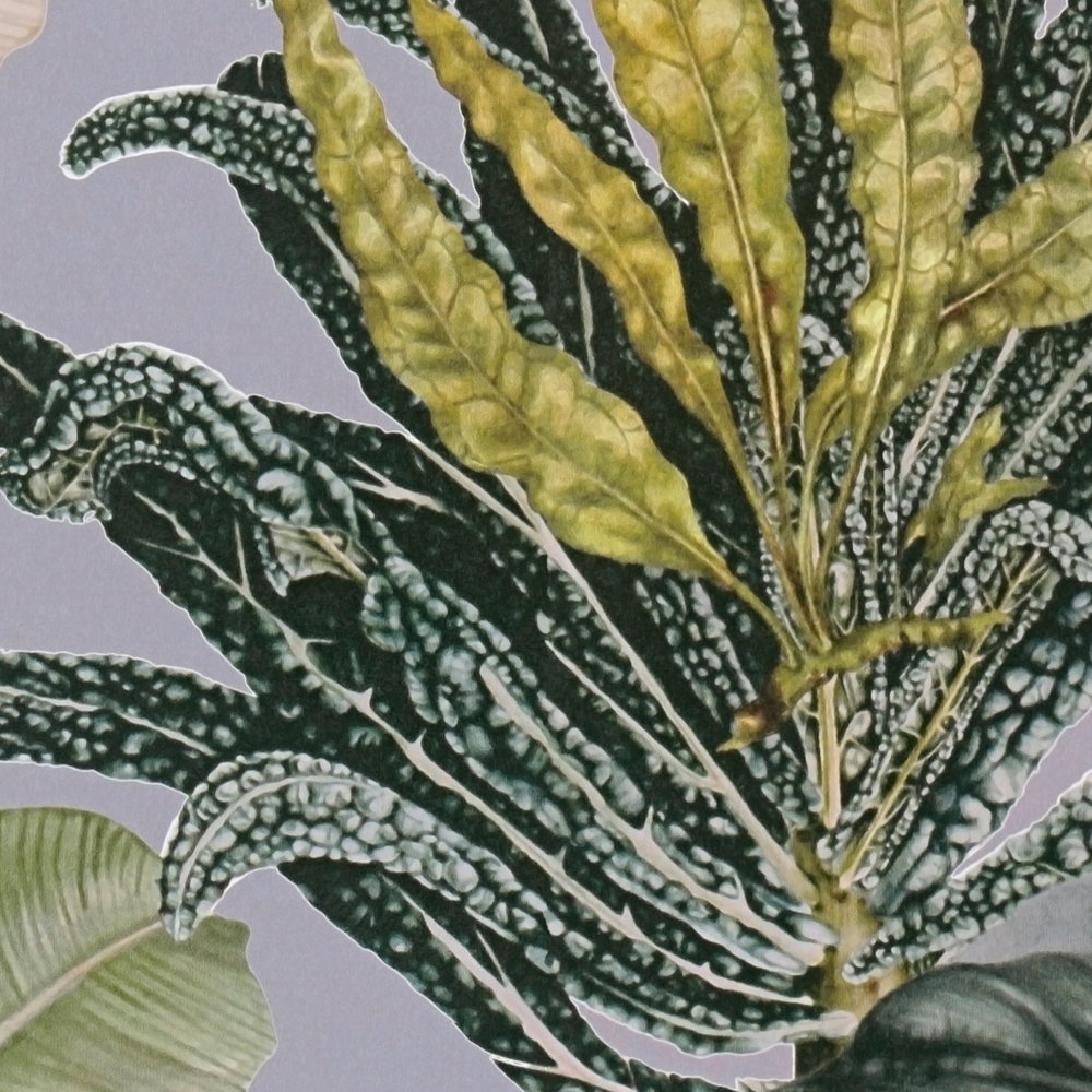 Natur Tapete mit Blumen &amp; Tieren – Grau, Grün