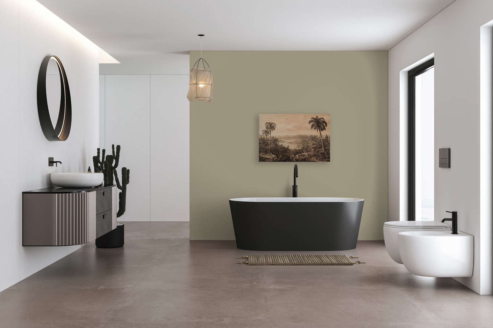             Leinwandbild Ausblick auf Regenwald mit Leinenstrukturoptik | beige, schwarz – 0,90 m x 0,60 m
        