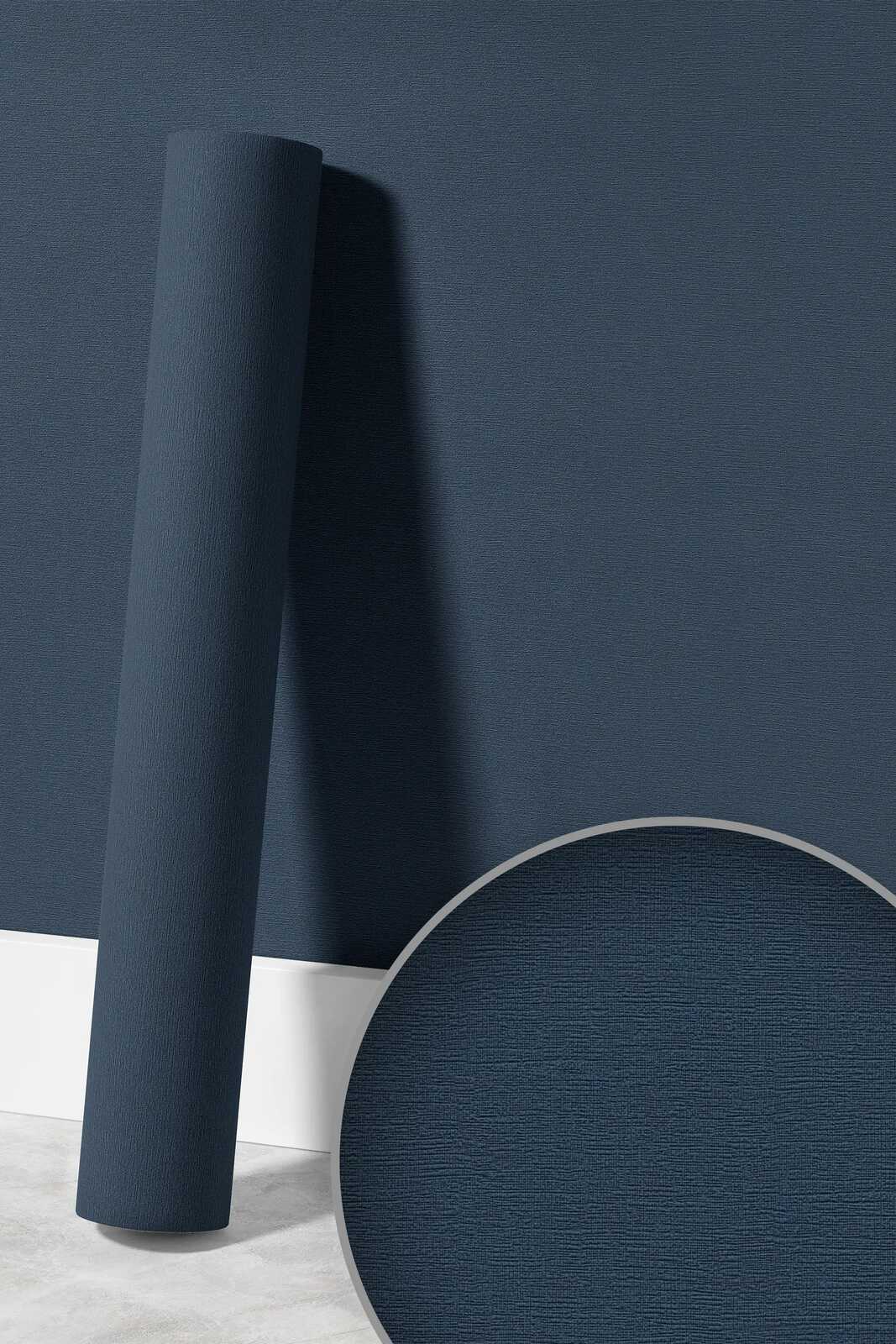             Dunkle Tapete Leinen-Struktur, uni & seidenmatt – Blau
        