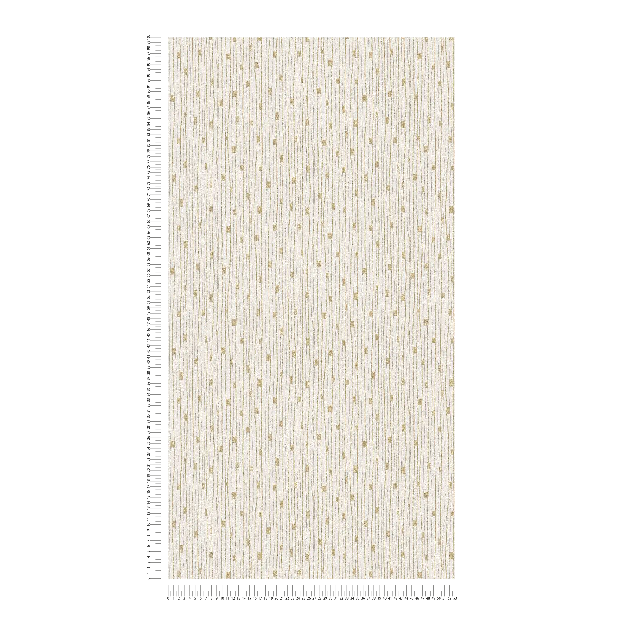             Retro Tapete 50er Jahre Linienmuster – Creme, Metallic
        