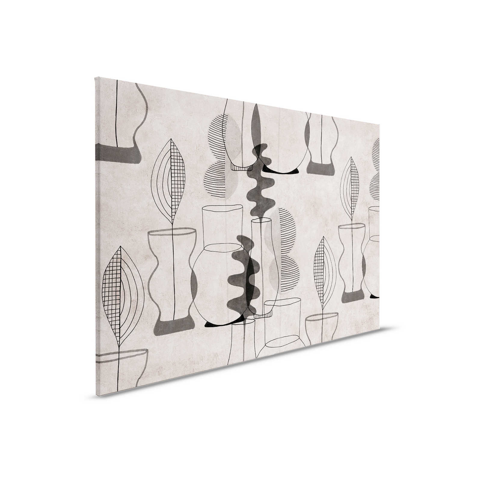         Pablos Room 1 - Canvas painting plaster look with Line Art Retro Design - 0,90 m x 0,60 m
    