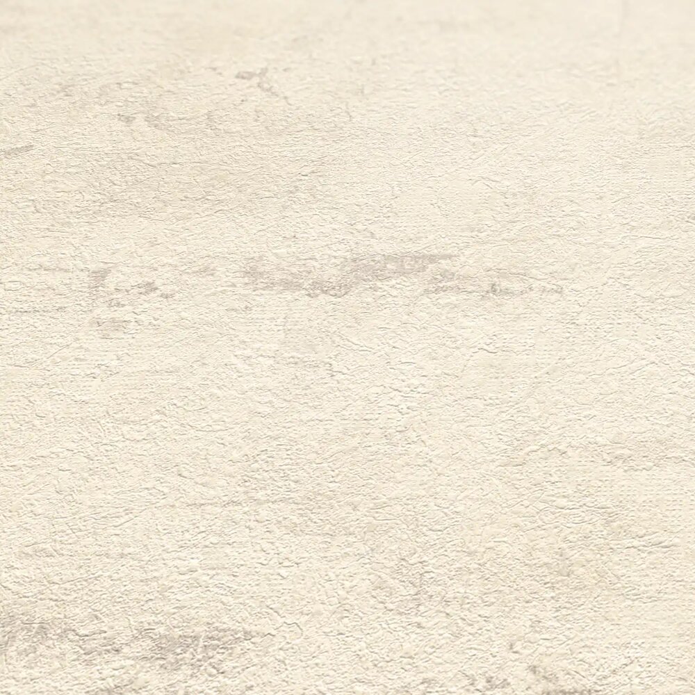             Strukturtapete mit Putz-Optik und Farbschraffur – Creme, Grau
        