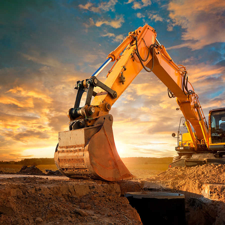 Bagger, Schaufelbagger, Geländearbeiten, Erdbau, Baumaschine