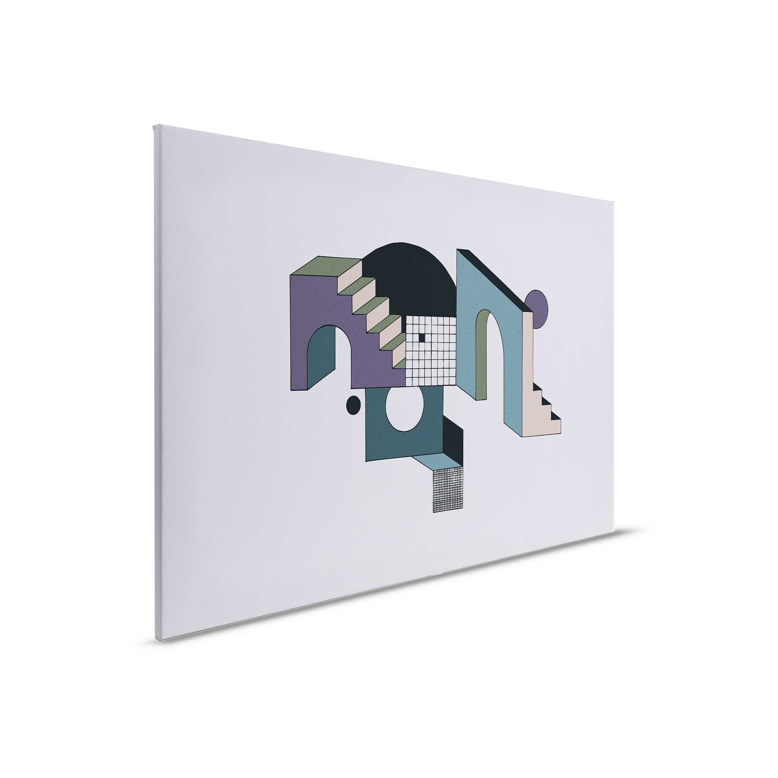         Freetown 3 - Blaues Leinwandbild abstrakte Treppen-Elemente – 0,90 m x 0,60 m
    