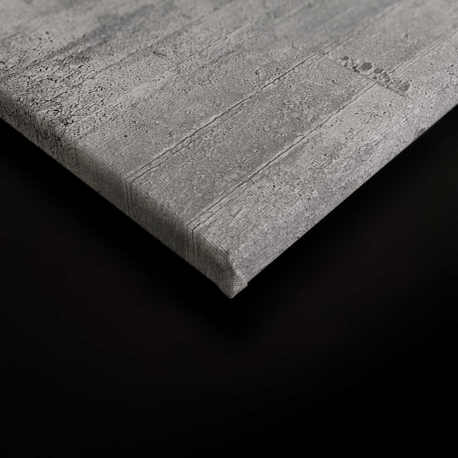Leinwandbild mit Fensterblatt vor Betonoptik-Mauer – 0,90 m x 0,60 m