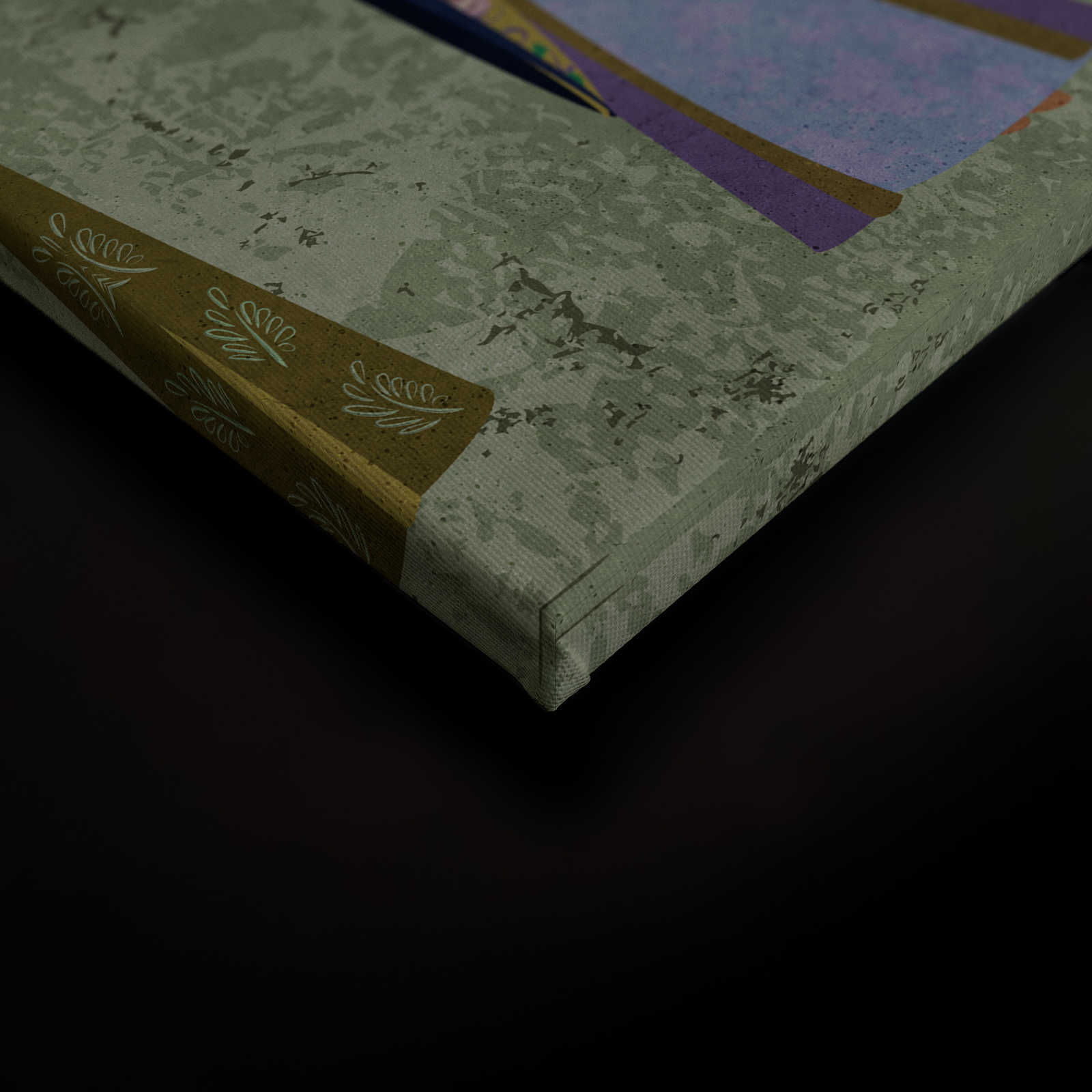             Leinwandbild Japan Comic mit Kirschblüten | grün, blau – 0,90 m x 0,60 m
        