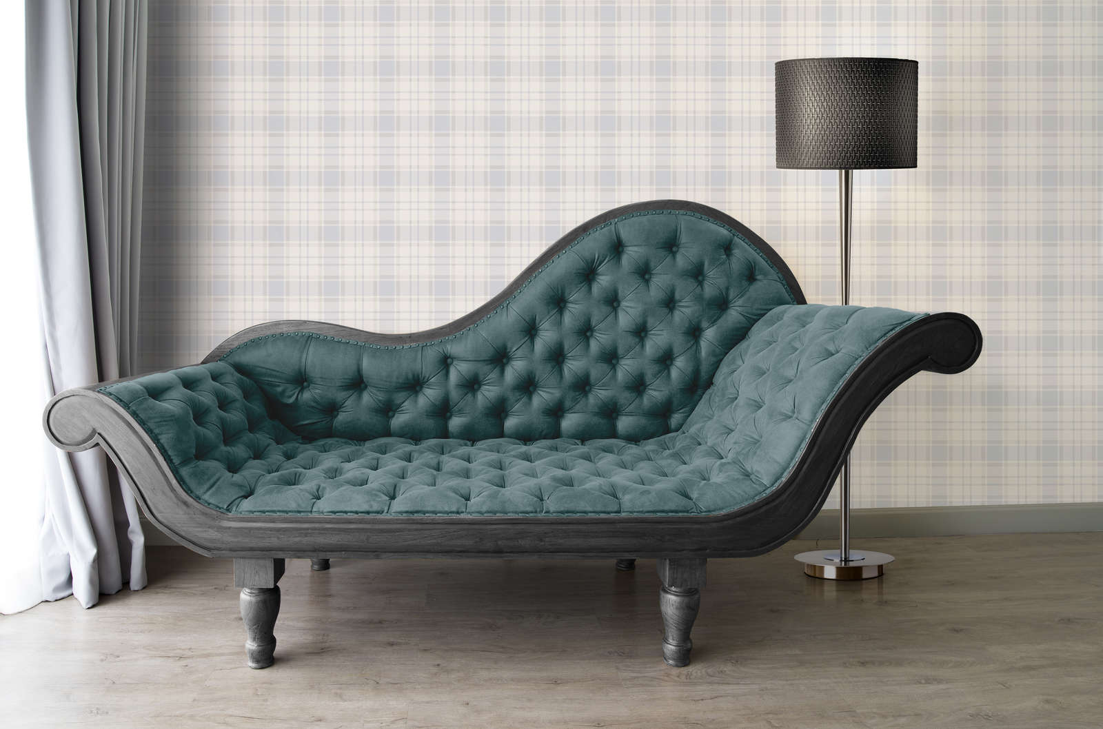             Vliestapete im Landhausstil kariert – Rosa, Weiß
        