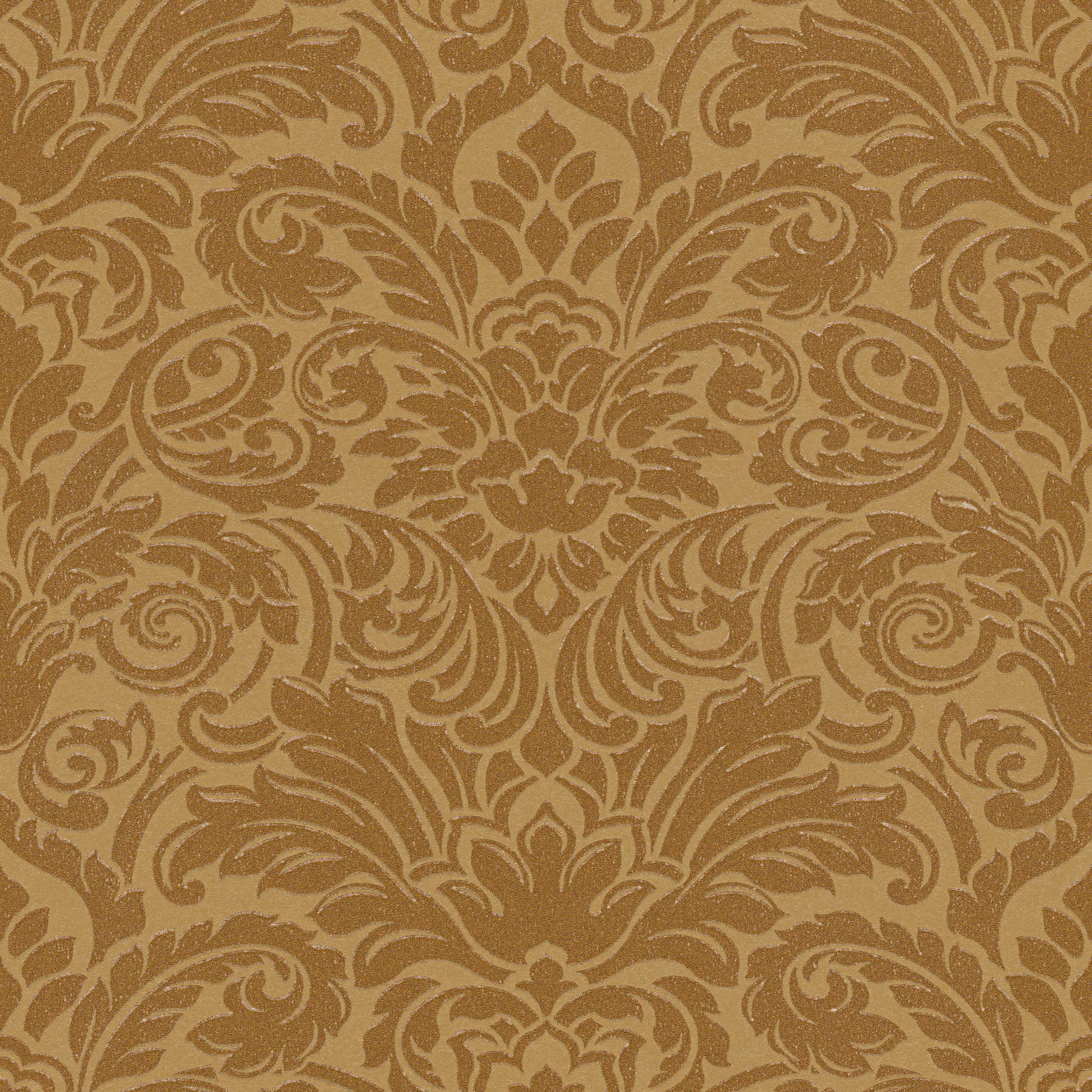         Ornamenteel behang met metallic effect & bloemmotief - goud
    