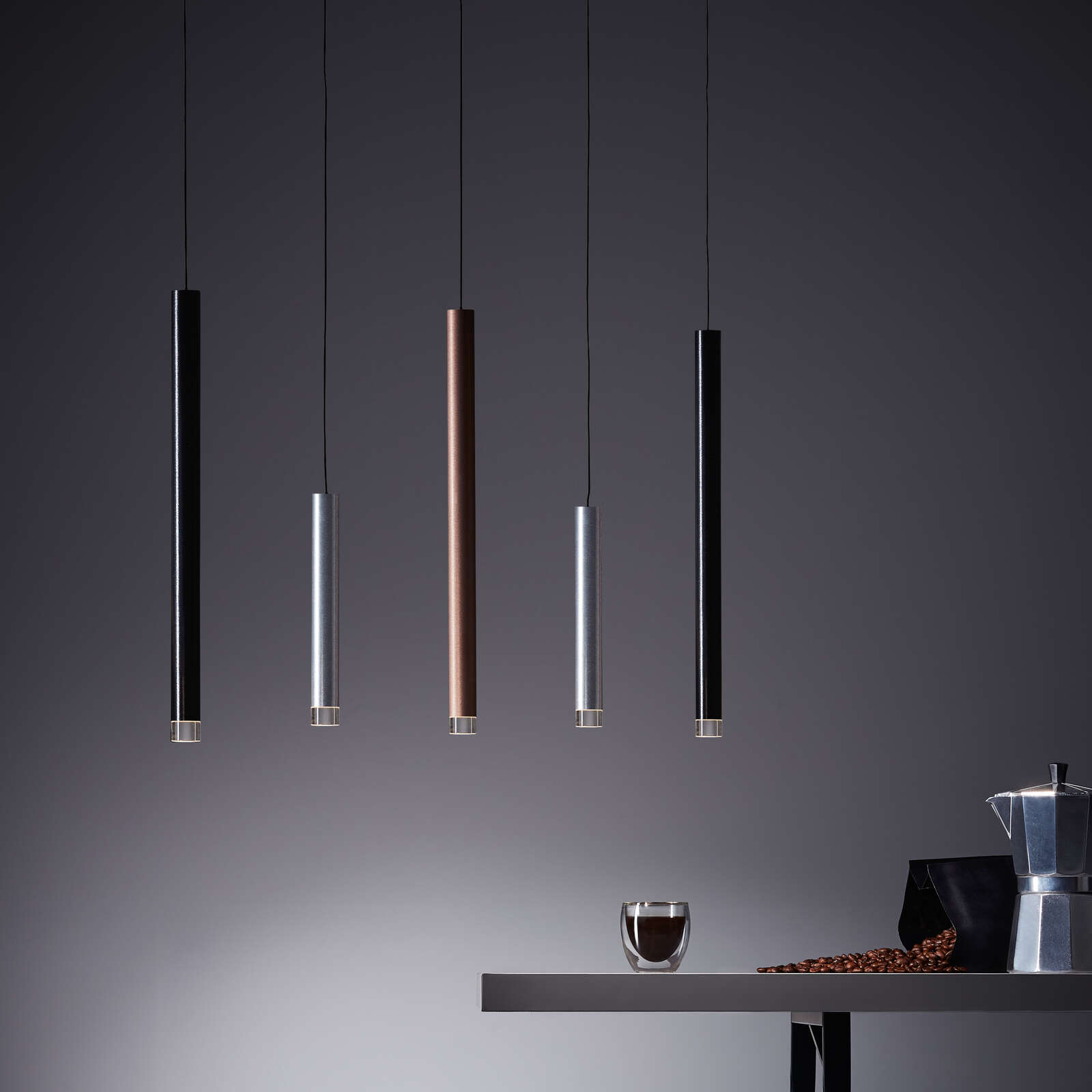             Metal pendant light - Eddy 3 - Brown
        