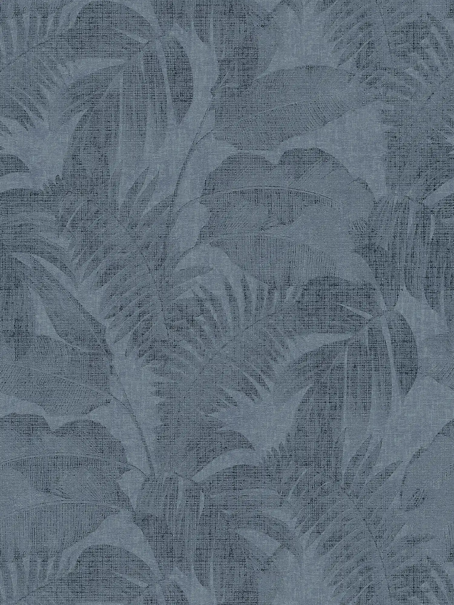         Papier peint boho jungle aspect lin - bleu
    