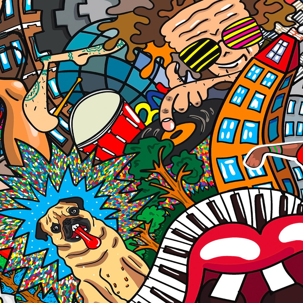             Street Art Vliestapete – Fototapete im bunten Graffiti Comic Design – Bunt, Rot
        