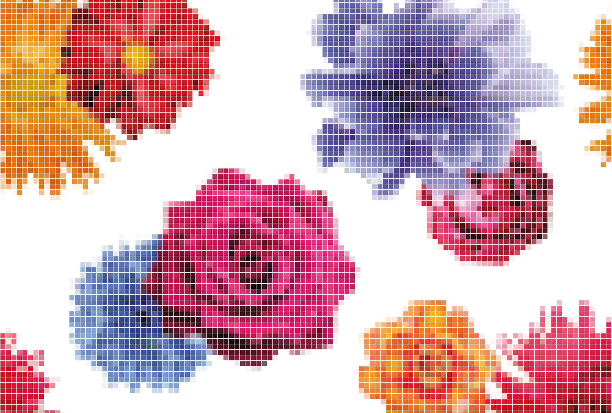             Fototapete Pixel-Artwork – Rosen im grafischen Design
        