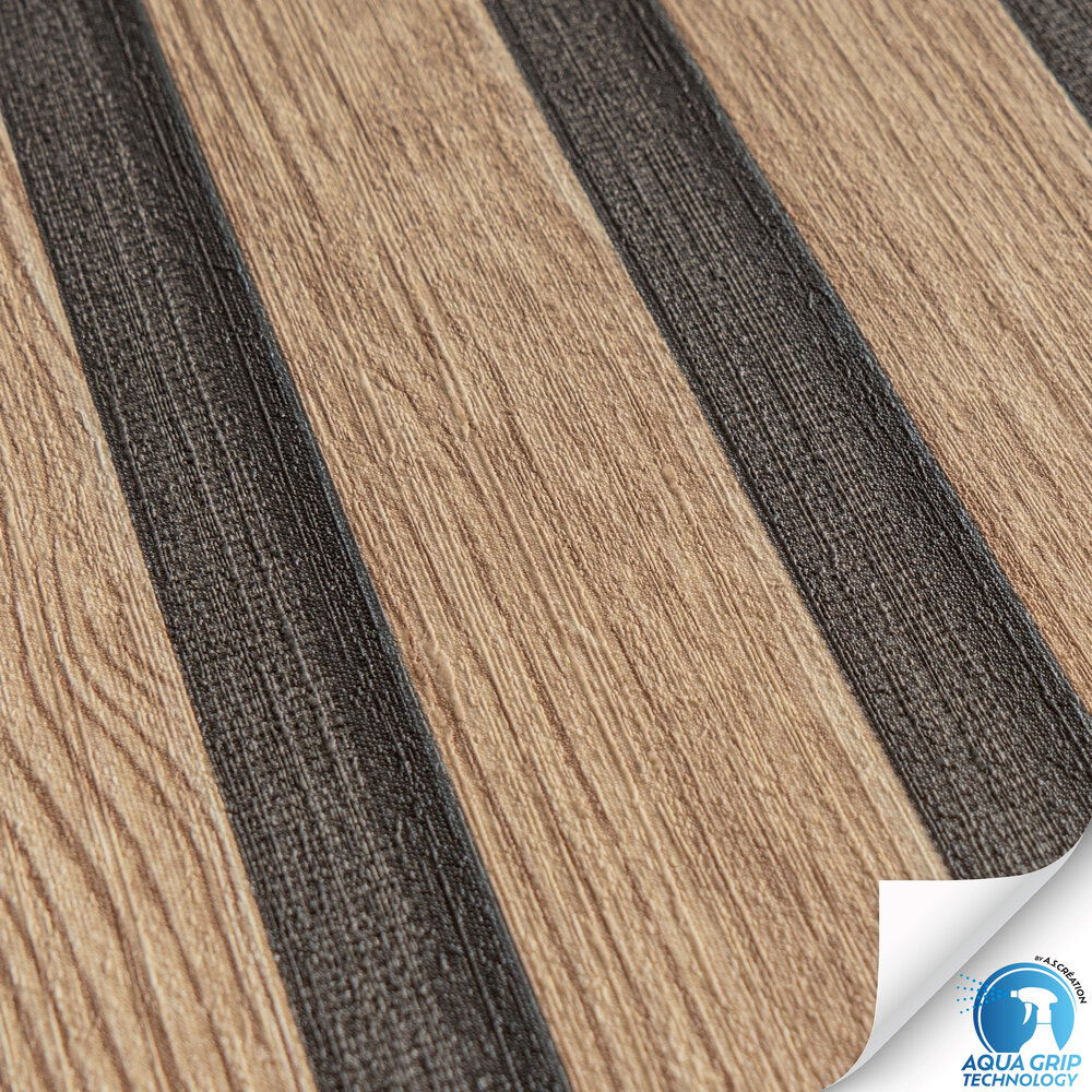             Helle Akustikpaneelen-Vliestapete mit feiner Struktur, Holz- und 3D-Optik – Water. Fix. Ready. – Beige, Braun, Schwarz
        