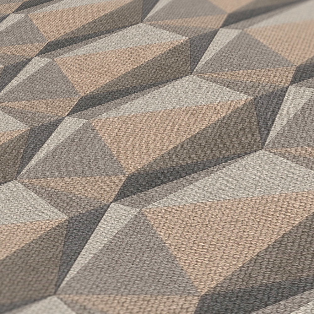             3D Tapete mit Grafik-Muster im Retro Look – Beige, Creme, Grau
        