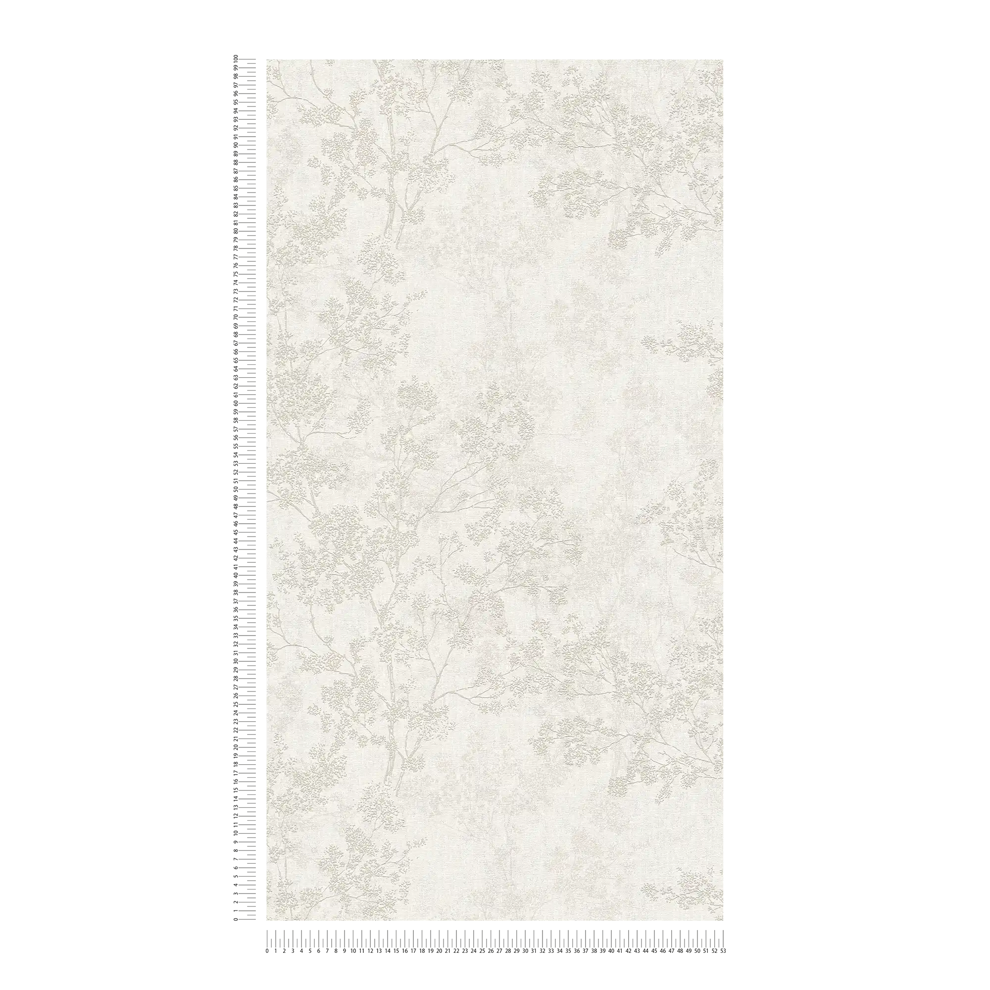             wallpaper leaves pattern in linen look - beige, cream, grey
        