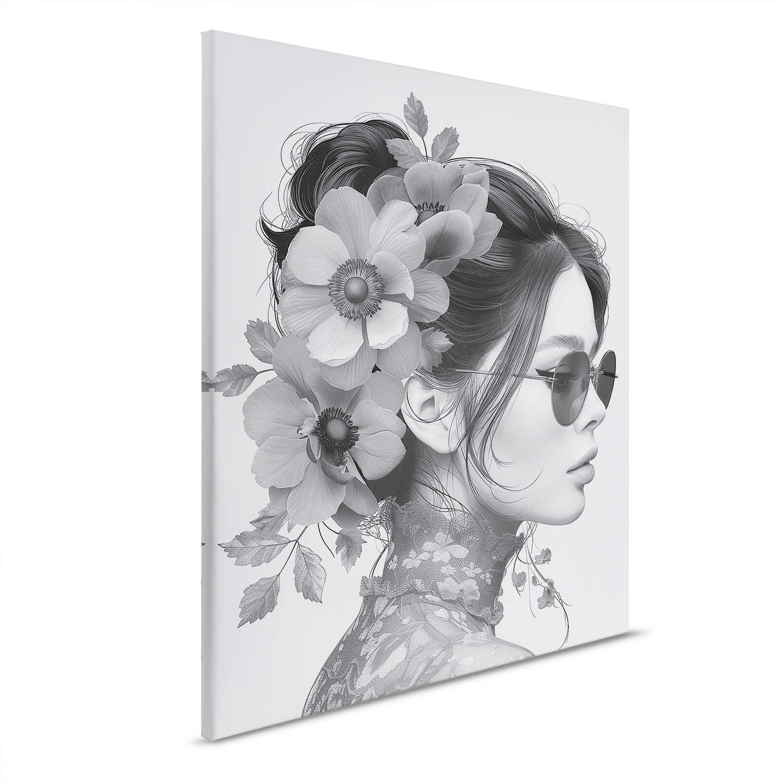         Leinwandbild Blumenportrait - Schwarz-Weiß-Stil in Perfektion – 40 x 50 cm - Schwarz, Grau
    