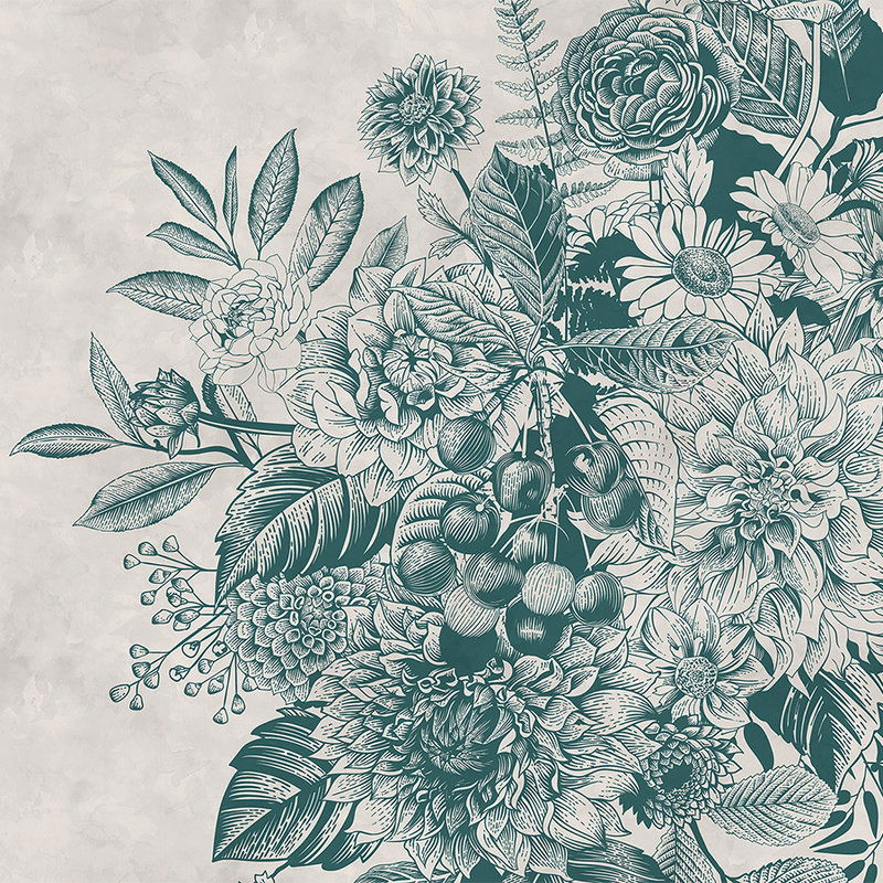         Papier peint Fleur Arbuste - bleu, blanc
    