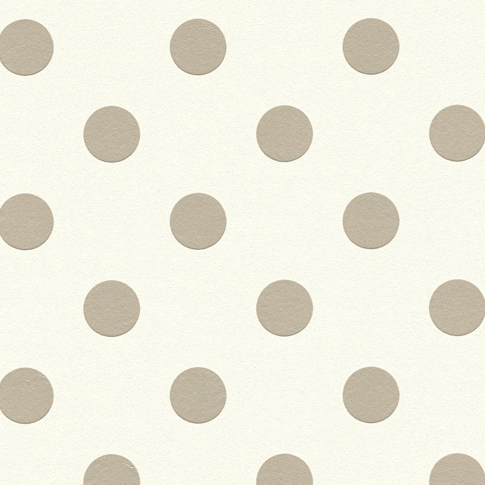             Vliestapete Punkte, Polka Dots Design für Kinderzimmer – Beige, Taupe
        