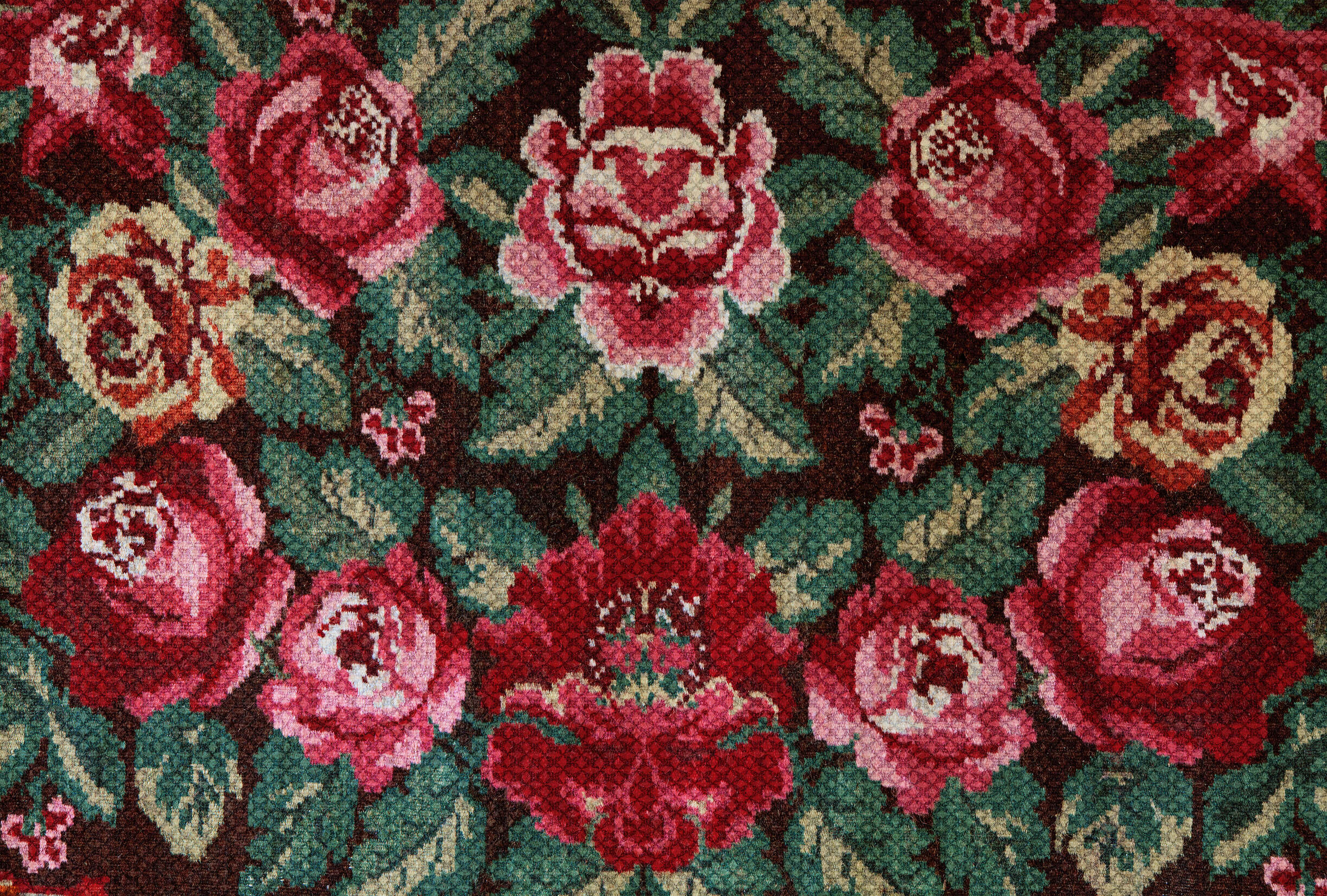 blumenmuster, rose, teppich, paisley, hinten dunkelgrün