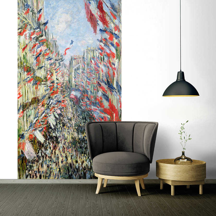 abstractes Wandbild, Textilkunst, buntes Paneel, moderne Wanddekoration, Wohnzimmerdekor