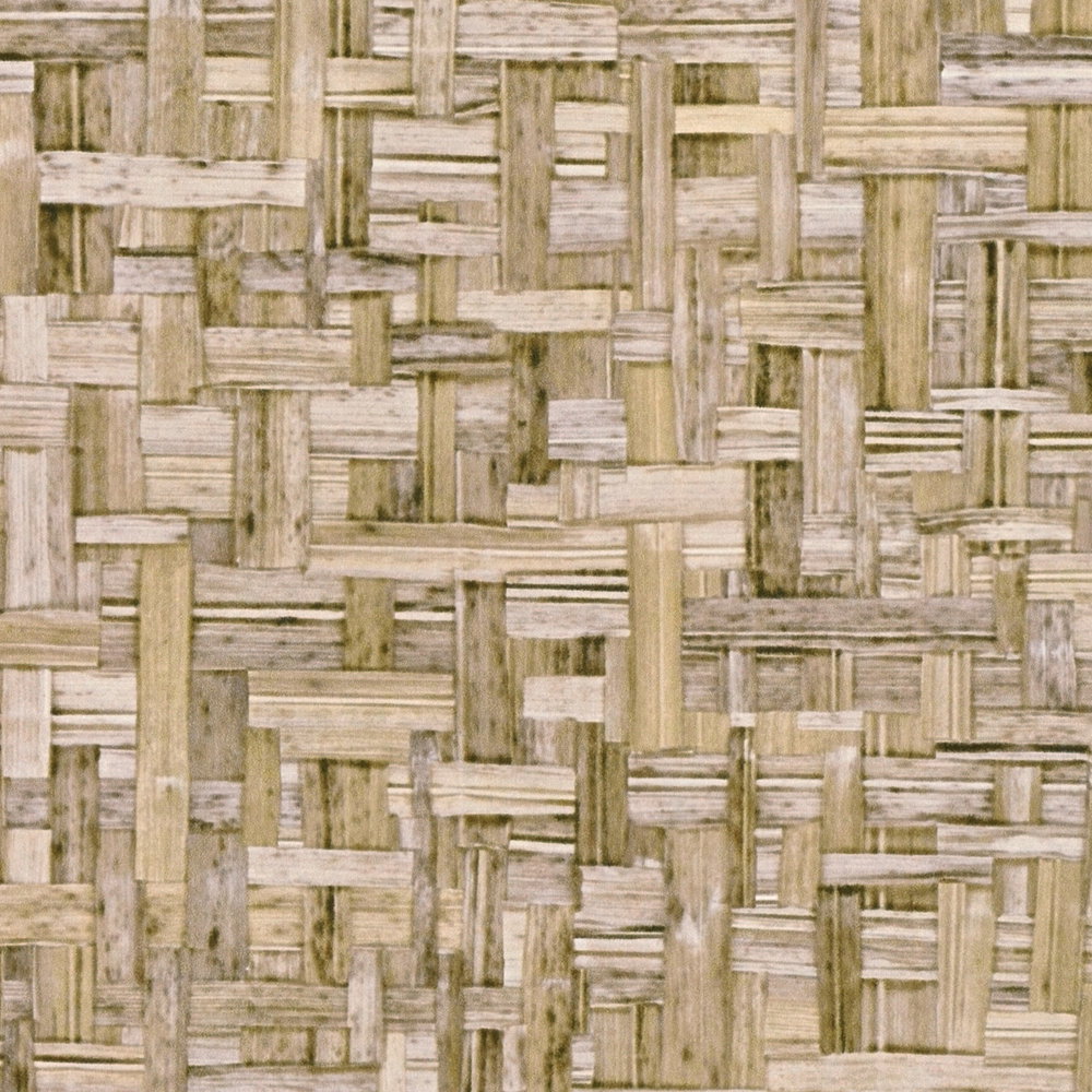             Tapete Hellbraun Holzoptik mit Fasermuster – Braun, Beige
        