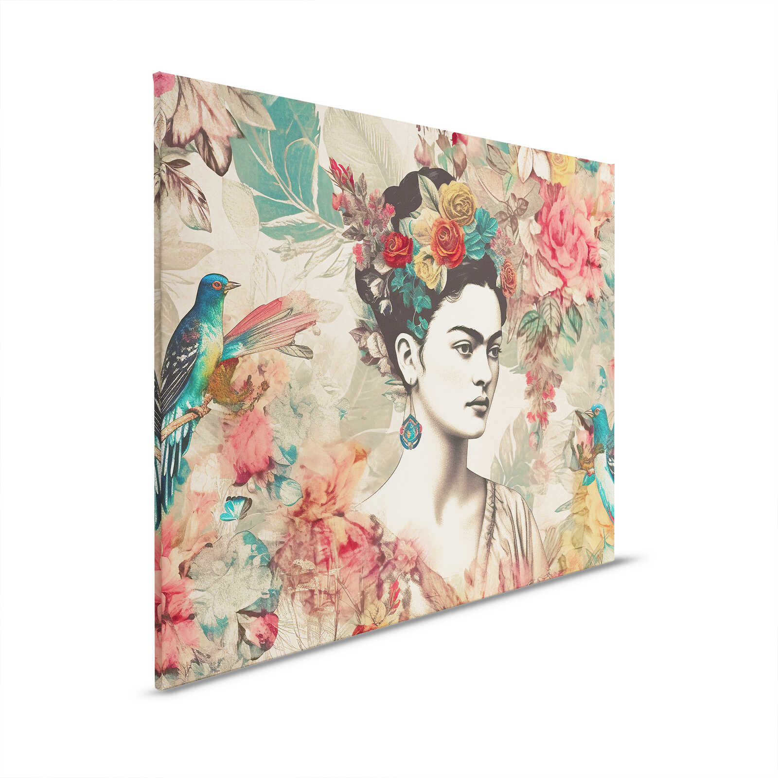             Frida Kahlo Natur-Kunst - Leinwandbild mit exotischen Vögeln – 50 x 40 cm - Bunt,
        
