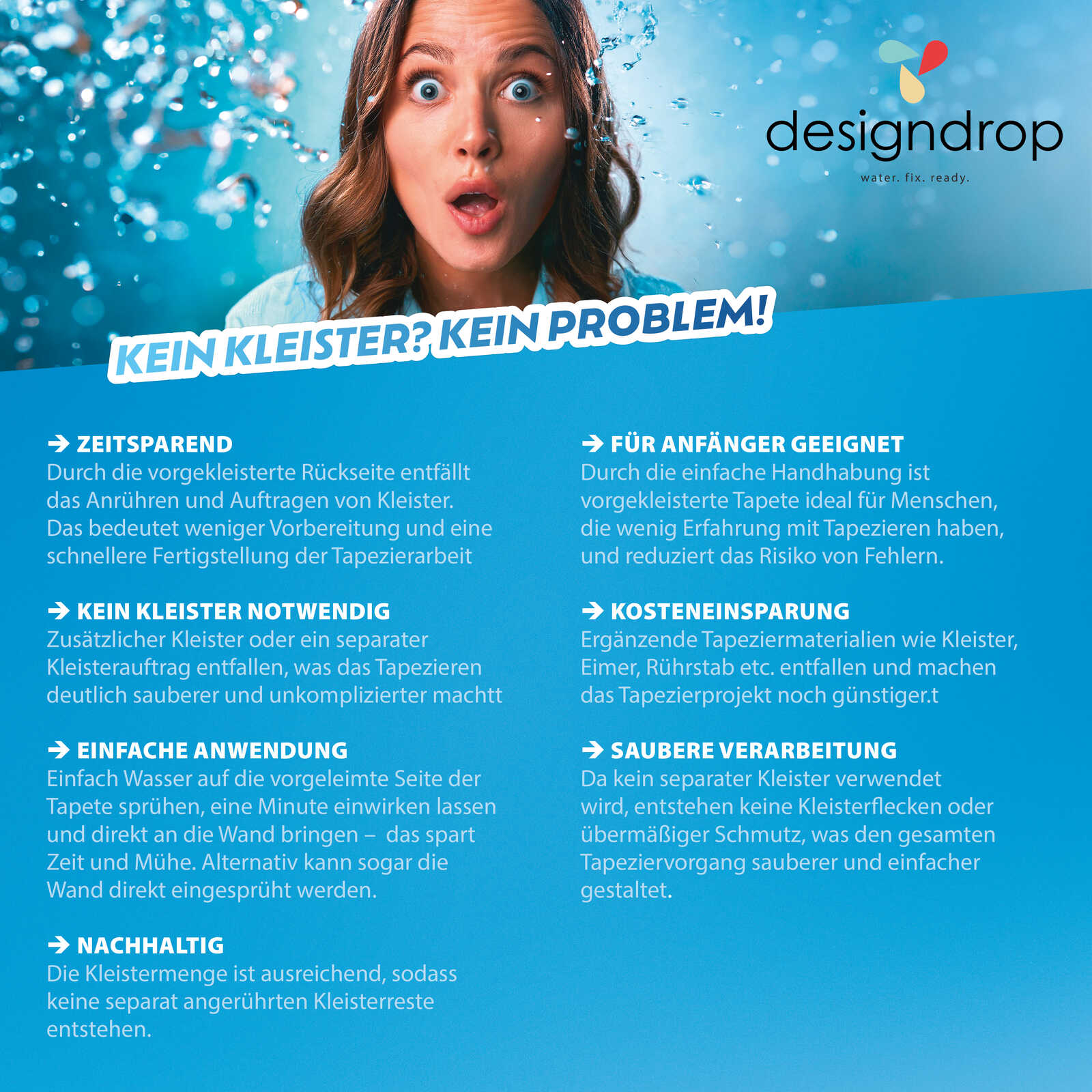             Stilvolle Dschungel-Vliestapete mit großen, dunklen Palmblättern und feiner Struktur – Water. Fix. Ready. – Petrol, Grün, Braun
        