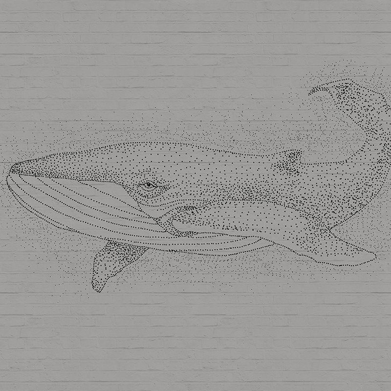         Papier peint panoramique baleine style dessin sur mur de pierre 3D
    