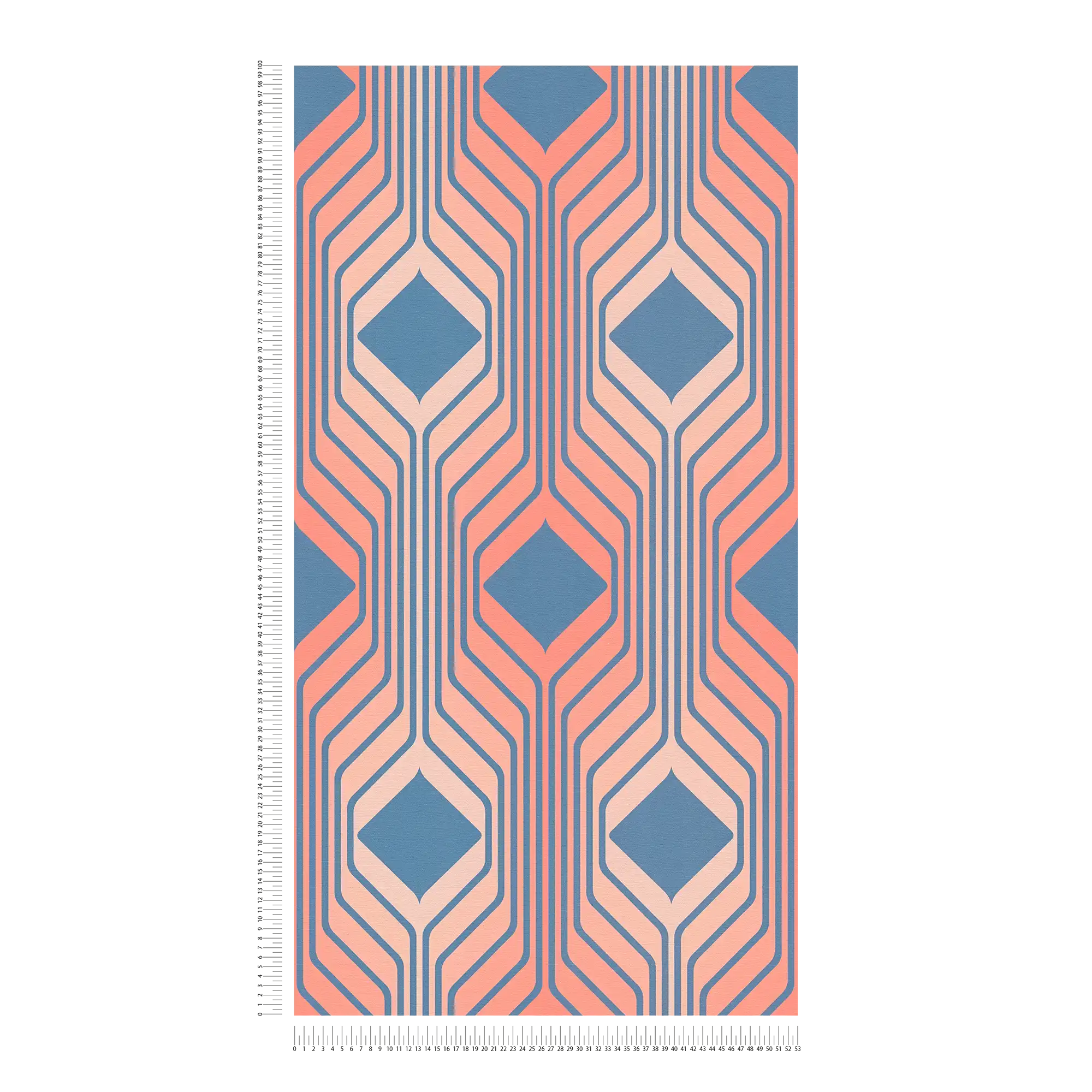             Abstraktes Rauten Muster im Retro Stil – Blau, Rot, Rosa
        