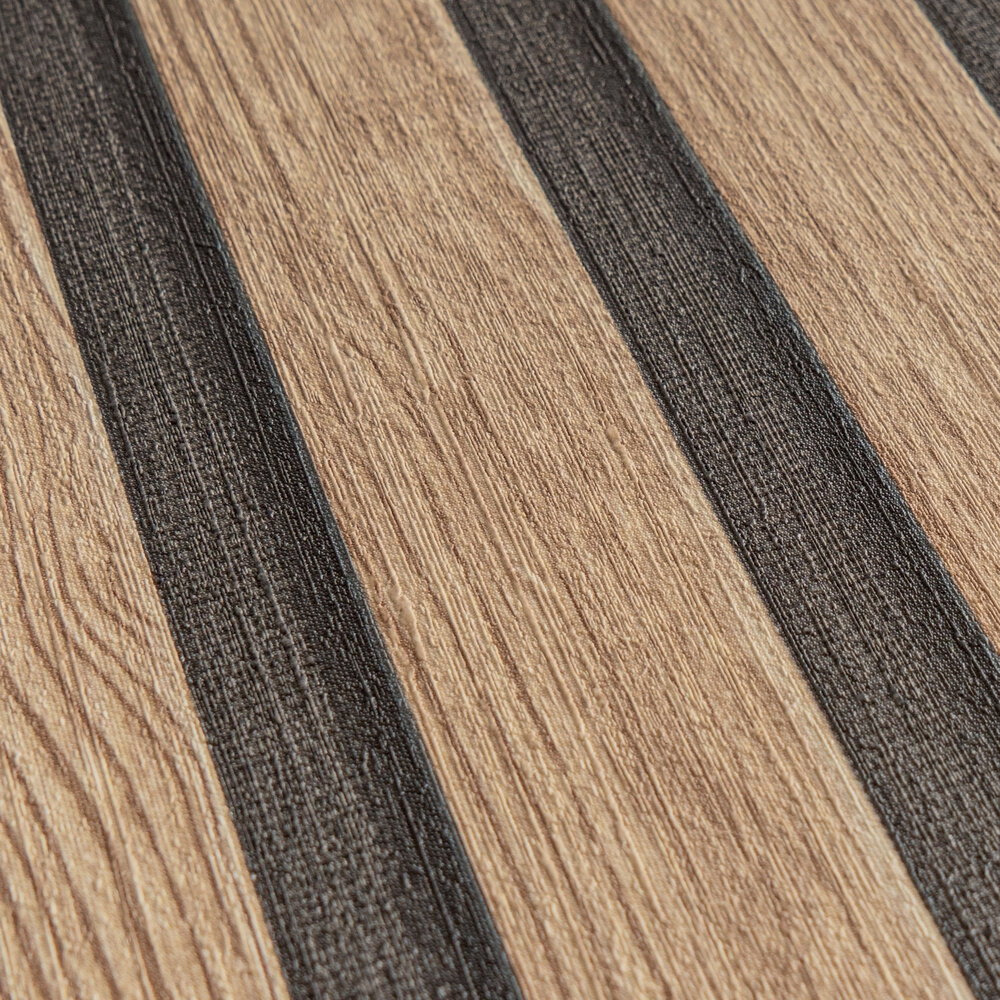             Tapete Holzoptik mit Paneel-Muster – Beige, Braun
        